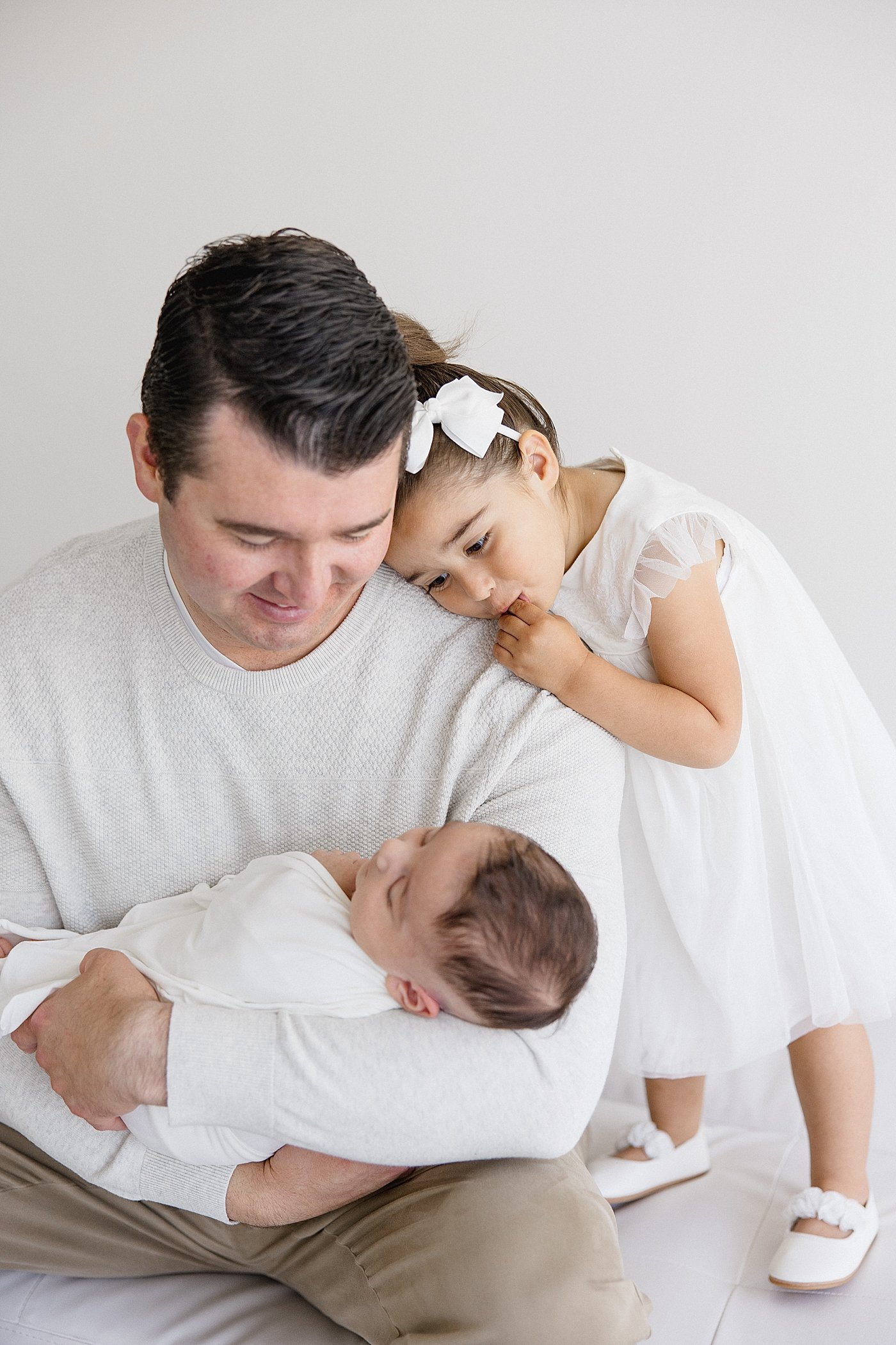 Dad With Baby Boy and Sister In Studio | Ambre Williams Photography