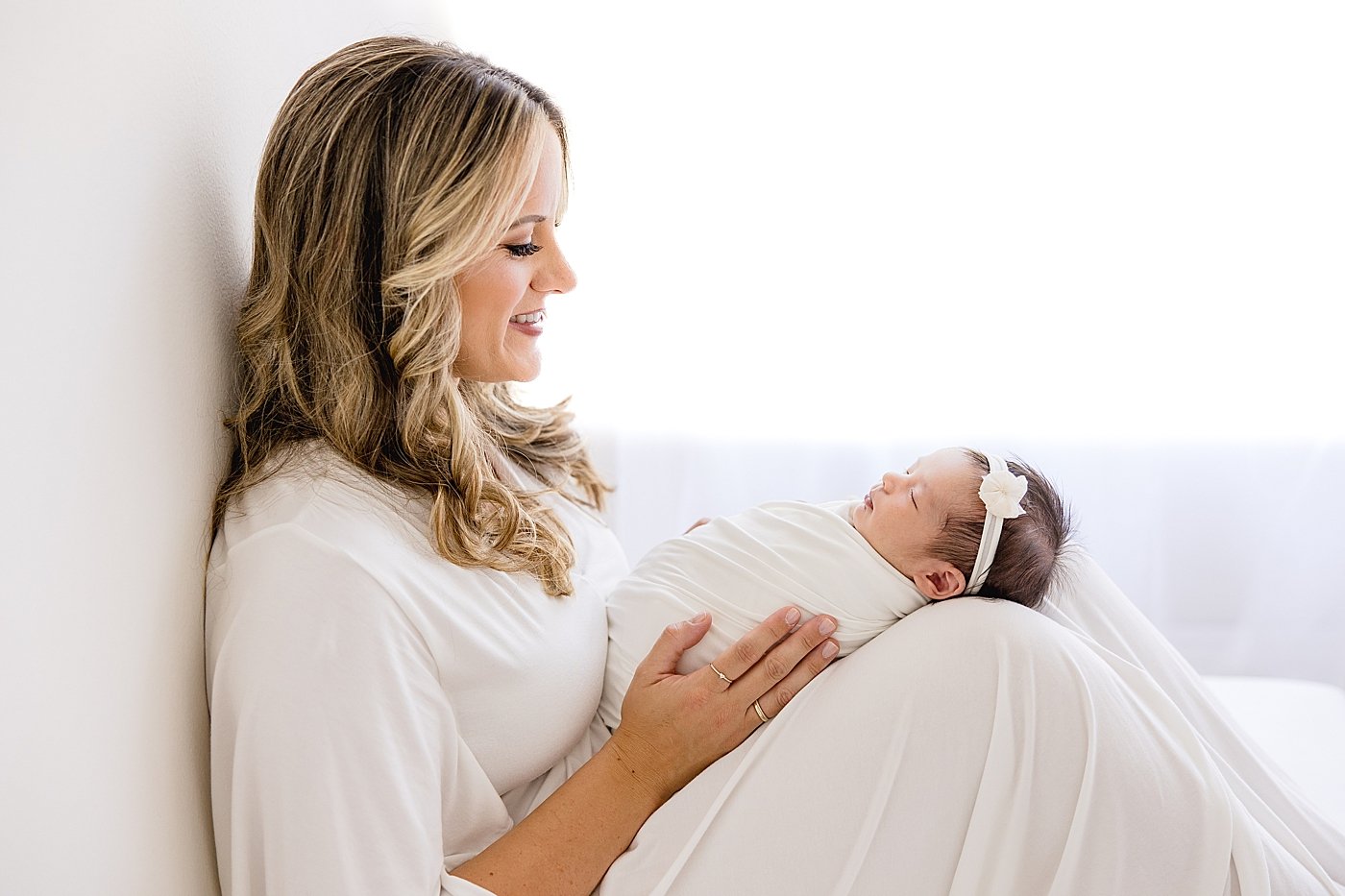 Mom and Baby Girl in Newborn Session with Ambre Williams Photography