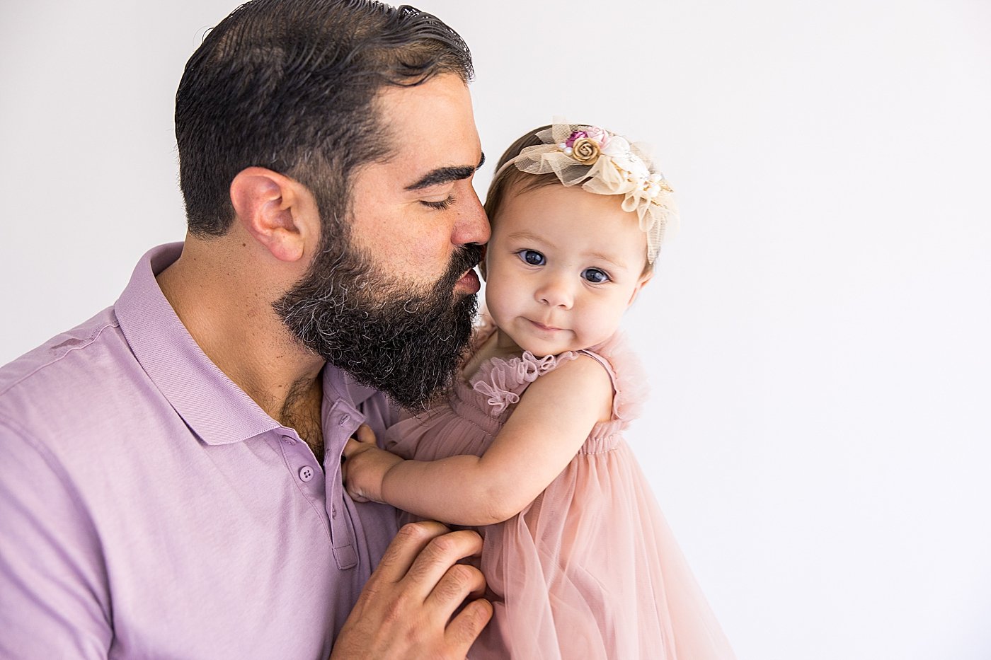 Dad And Baby Girl in Newport Beach Studio | Ambre Williams Photography