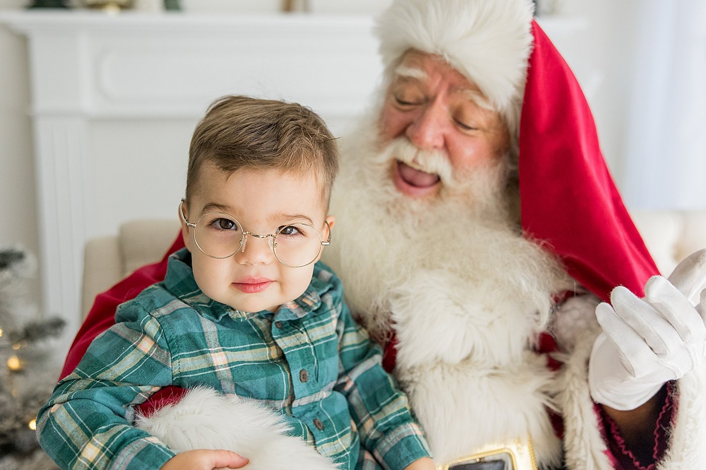 Santa Shares His Glasses with Little Boy | Ambre Williams Photography