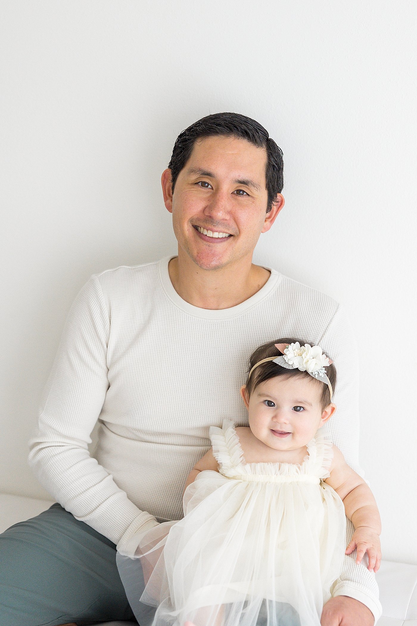 Baby Girl and Dad in Newport Beach Studio | Ambre Williams Photography