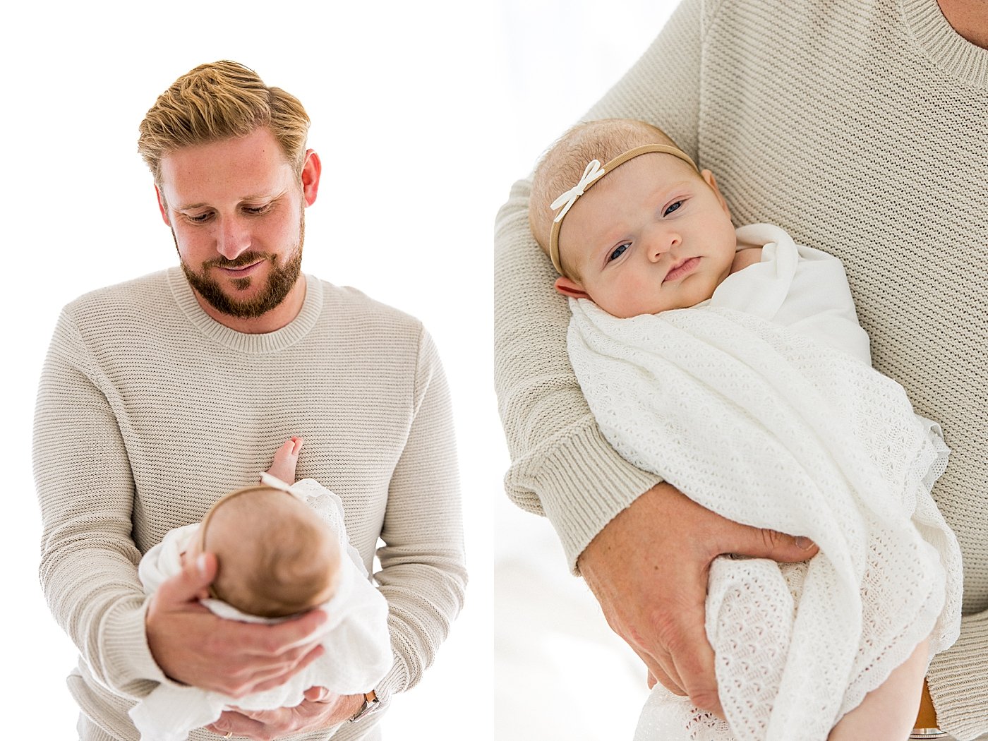 Baby Girl and Dad in Newport Beach Studio |  Ambre Williams Photography