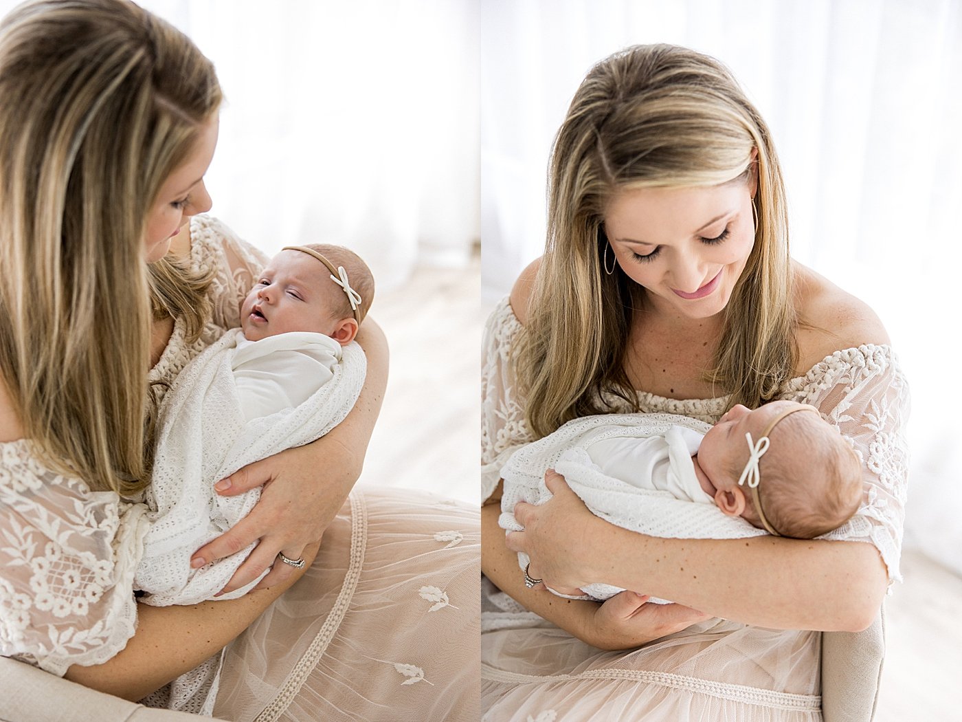 Newborn Girl with Mom in Studio with Ambre Williams Photography