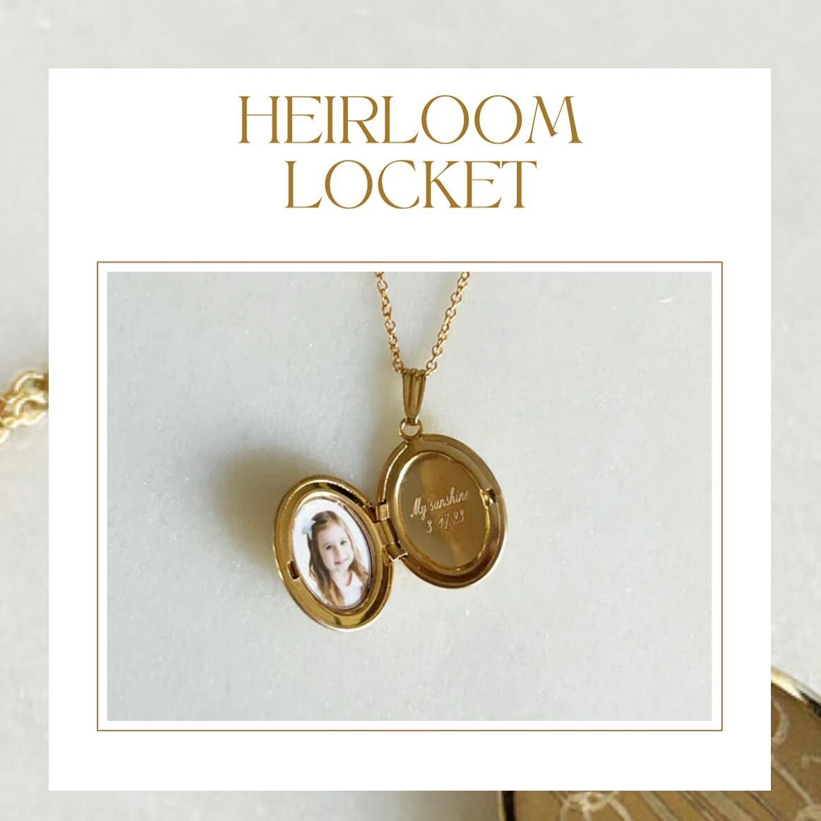 We&rsquo;ve been behind the scenes curating this amazing collection added to our heirlooms! 

These gorgeous 14k gold filled lockets can hold up to 2 photos and be engraved. 

We will only be having these for a limited time, ready to arrive before Mo