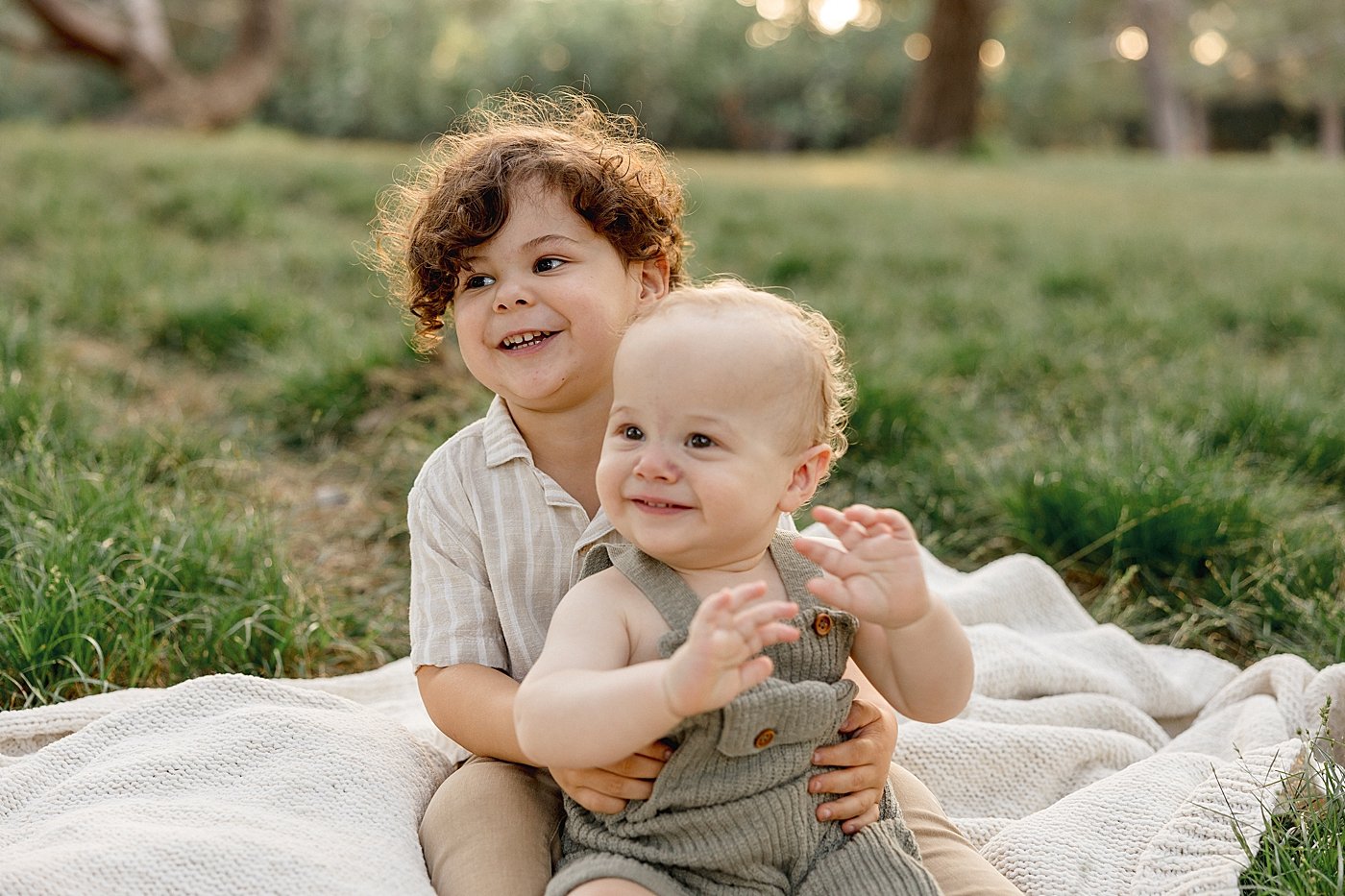 One Year Old with Big Brother Milestone Portraits | Ambre Williams Photography