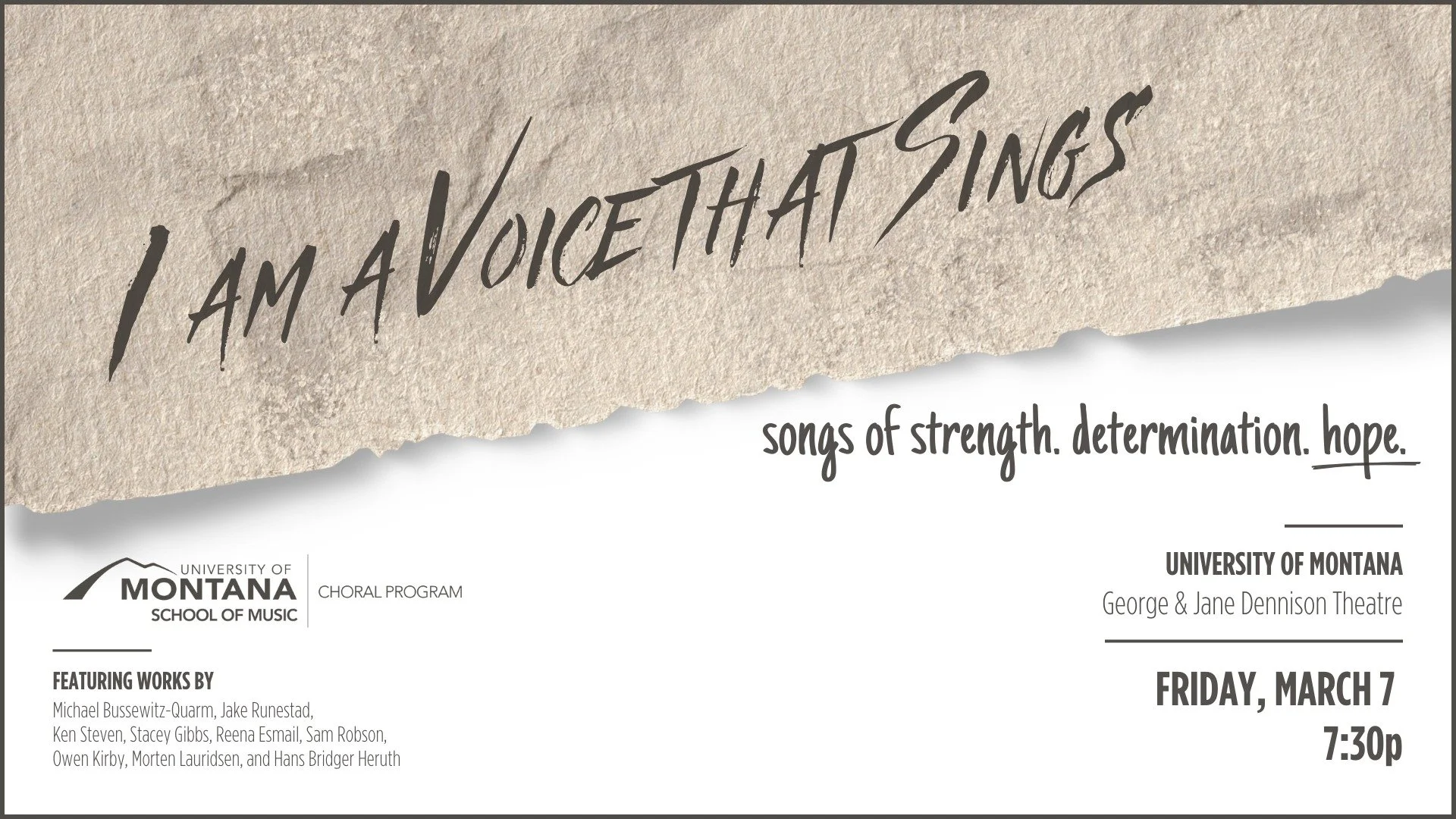 Join us tonight at 7:30PM in the Dennison Theatre! Hope to see you there!

FREE for students with ID. General Admission available here: https://griztix.evenue.net/event/PA25/SOM0307

If you can't make it in person, check out our livestream!
https://y