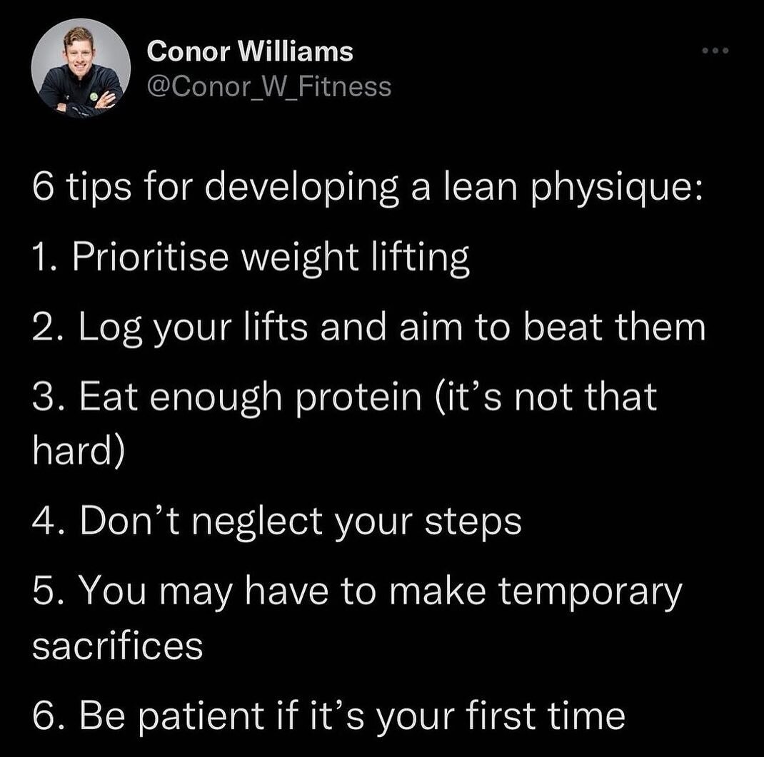 Posted @withregram &bull; @conorwilliamsfitness 6 tips for developing a lean physique.

Developing a lean physique is a bit different to general weight loss. 

There&rsquo;s a few things that you need to prioritise more and above all there&rsquo;s an