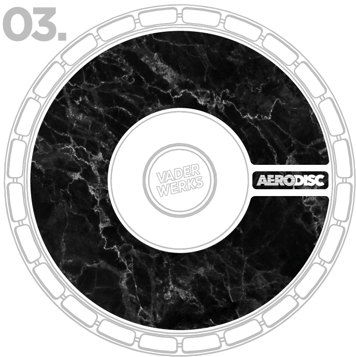 Black Marble Rotiform Aerodisc Stickers by Vaderwerks