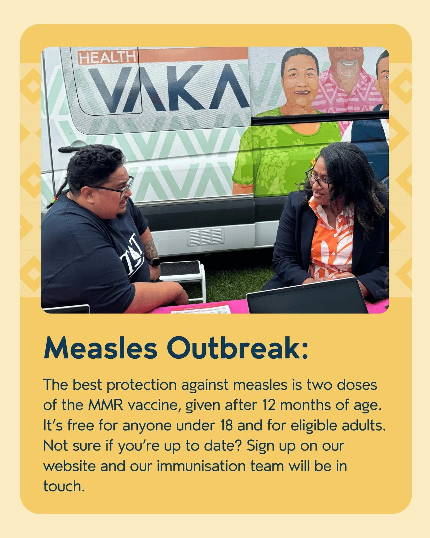⚠️ There has been an increase in measles cases around Aotearoa. It starts with a fever, runny nose, cough and sore, red eyes. A rash follows, beginning on the face and develops down the body. 
⚠️ If you think you or your family may have symptoms cal