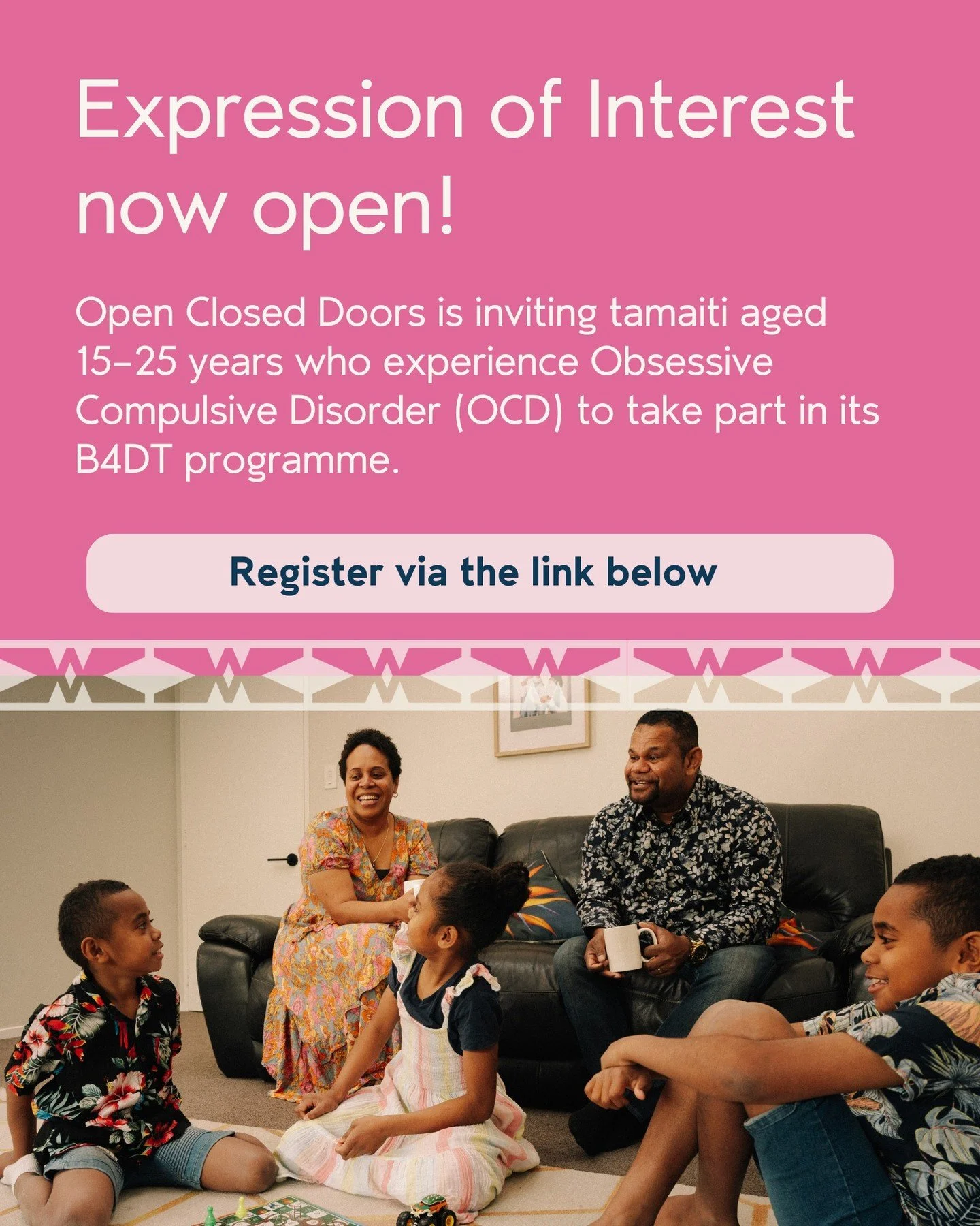Struggling with OCD? Tamaiti aged 15&ndash;25 can break free with the Bergen 4 Day Treatment (B4DT), diagnosed or not💡

This evidence-based, intensive treatment has transformed lives worldwide, helping individuals overcome OCD and regain control in 
