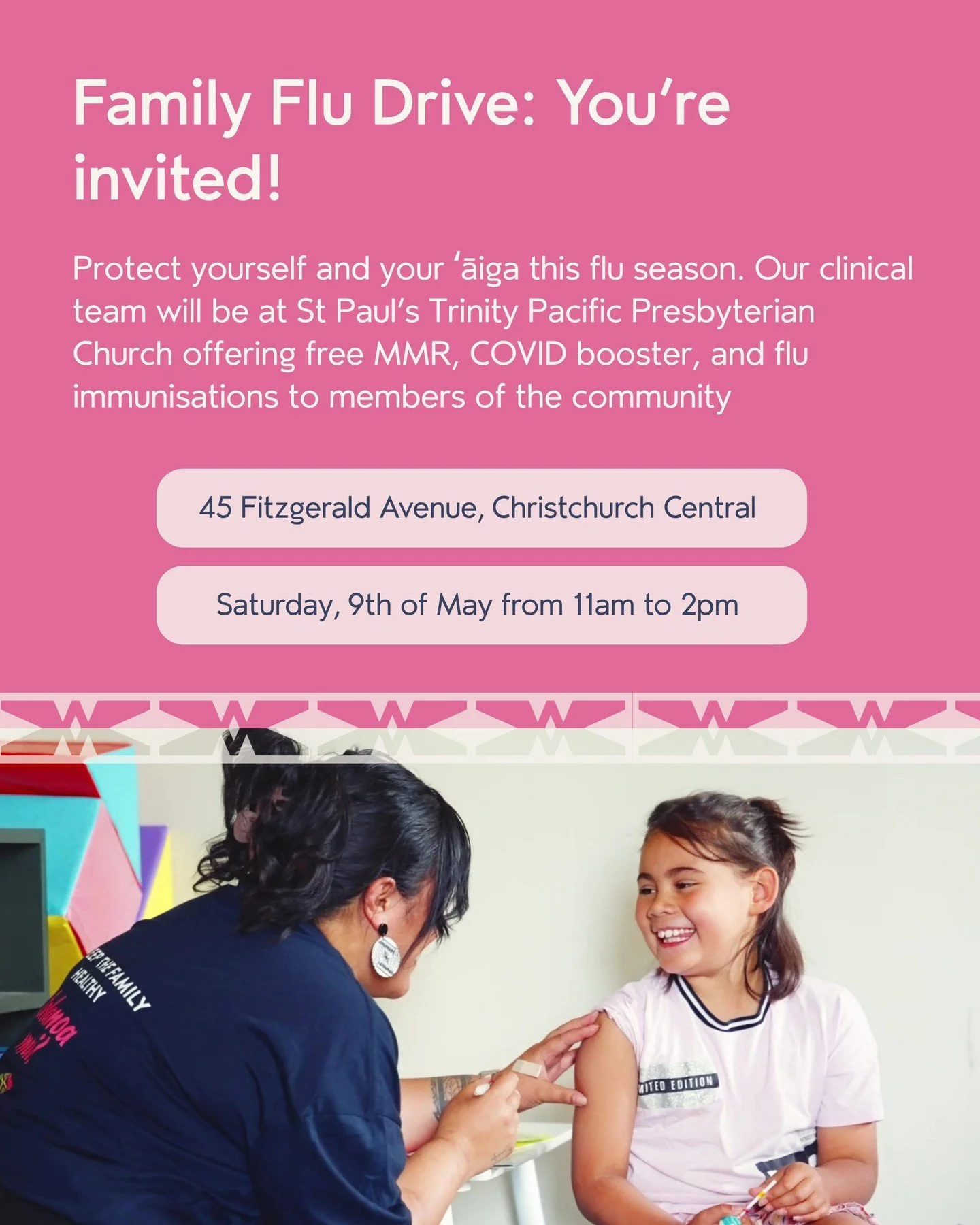 Join our clinical team at PIC Church as we support the community to stay well through immunisation 🩺 Kai will be provided, so come along and help protect yourself, your ʻāiga, and our wider community 🤍