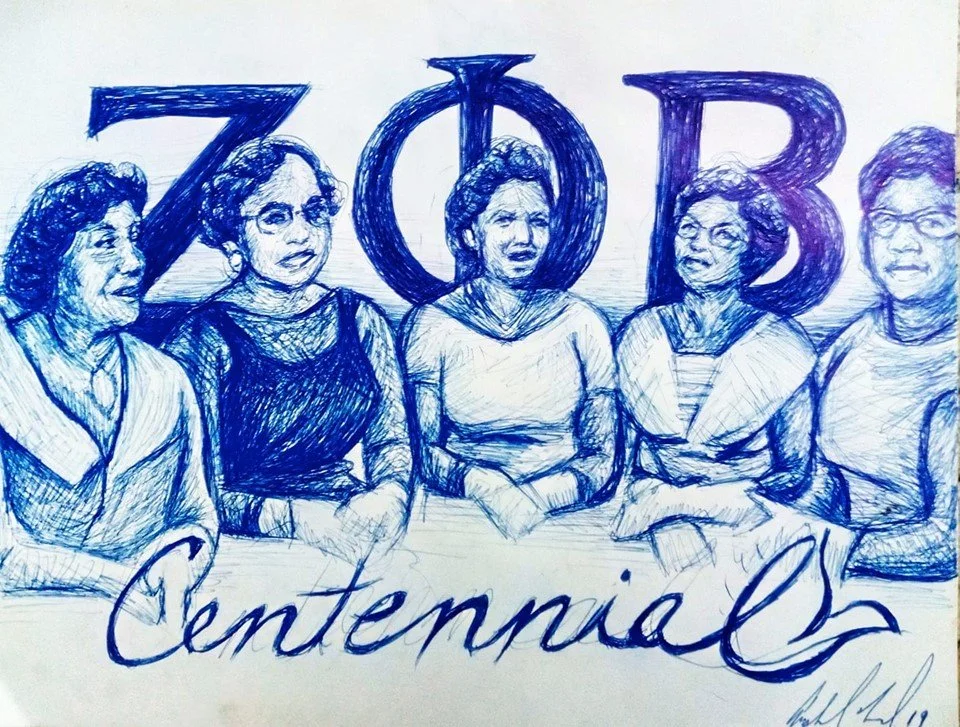 Zeta Phi Beta Founders Centennial Ink Drawing