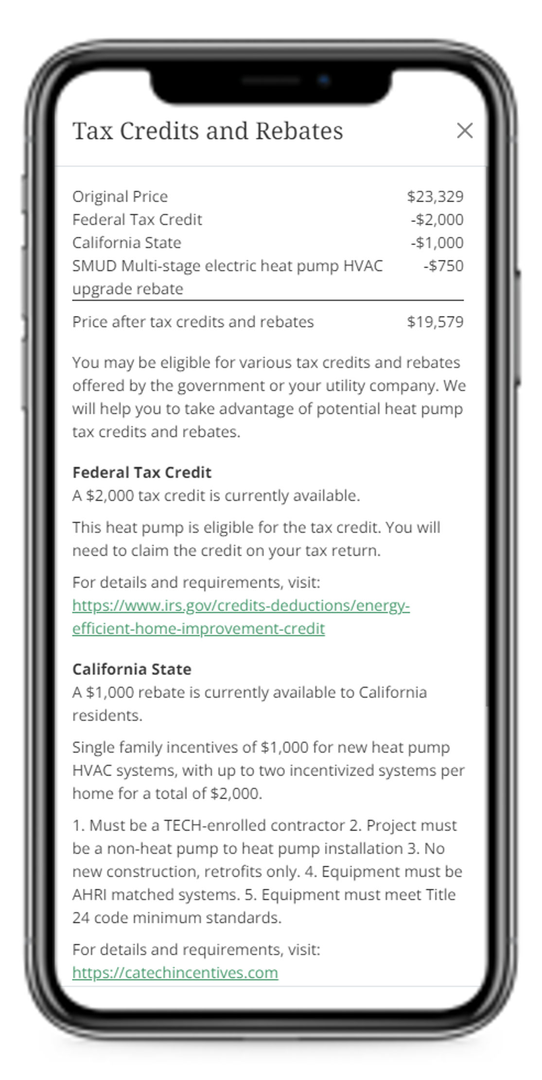 Instant Quote mobile rebate page image