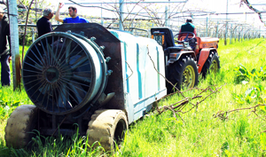 Italian blast sprayer coated in copper