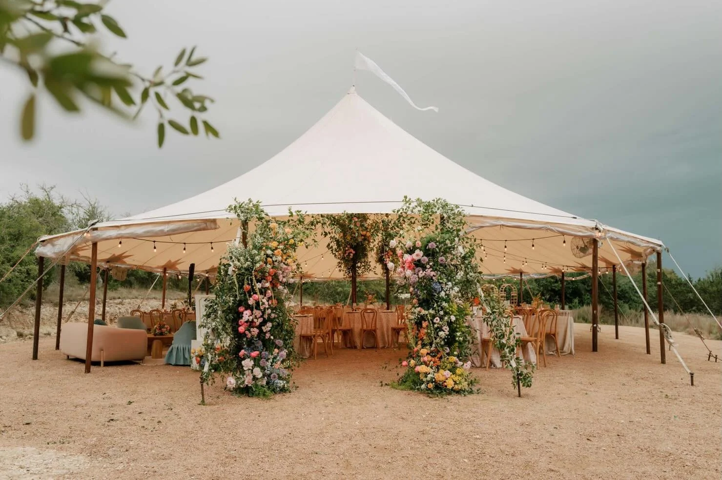 It poured for a good while at Claire &amp; Jeissen&rsquo;s wedding, but this tent kept us warm, dry, and inspired by all the beautiful moments inside &hearts;️