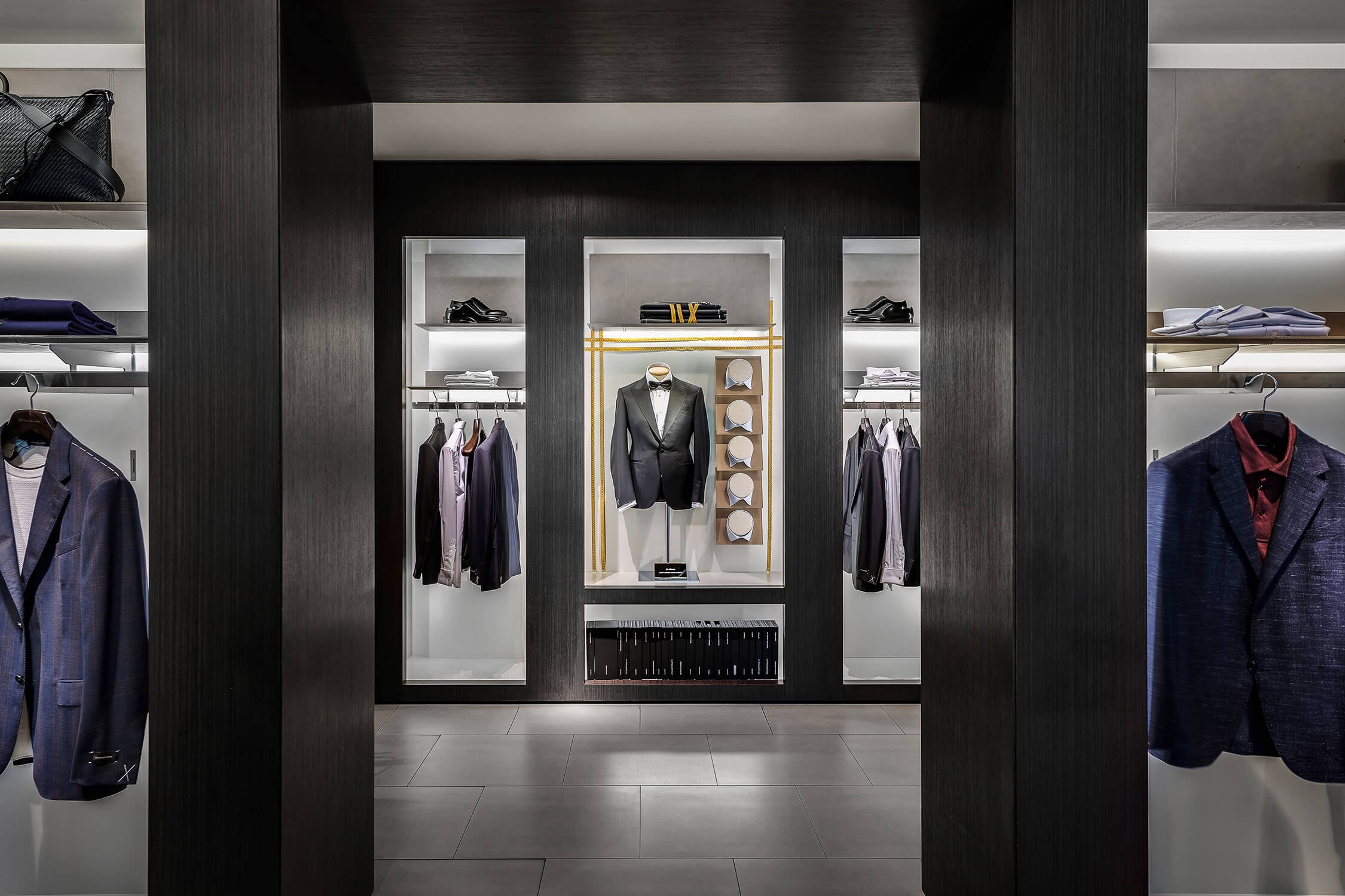 formal section at the Ermenegildo Zegna retail store at Americana Manhasset mall in New York.