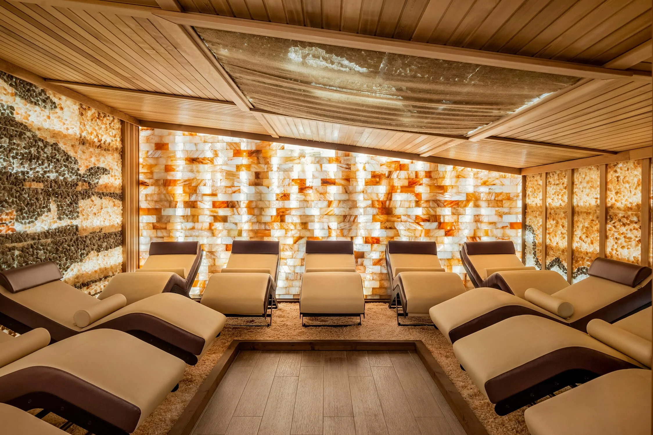Salt therapy relaxation room highlighting wellness interiors by Brian Berkowitz Photography