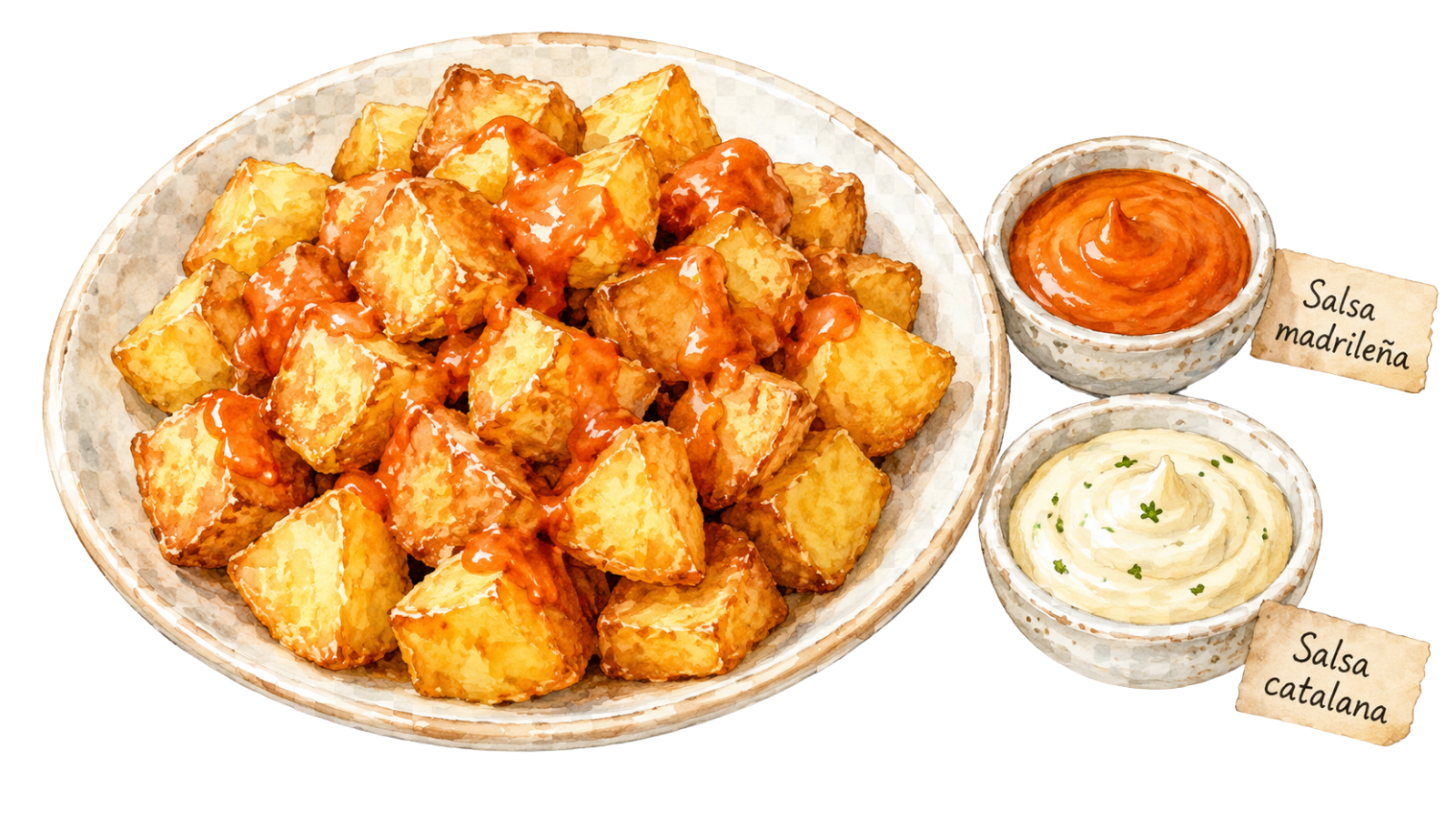 Patatas bravas con salsa madrileña y salsa catalana - recetas thermomix