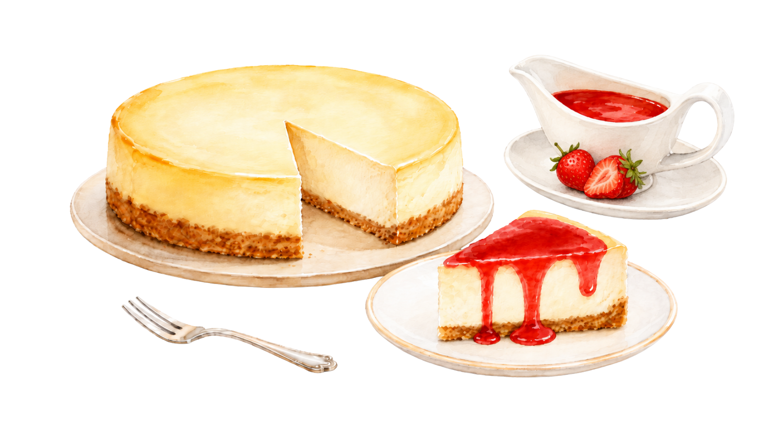 NY Cheesecake Thermomix® Recipe watercolour illustration