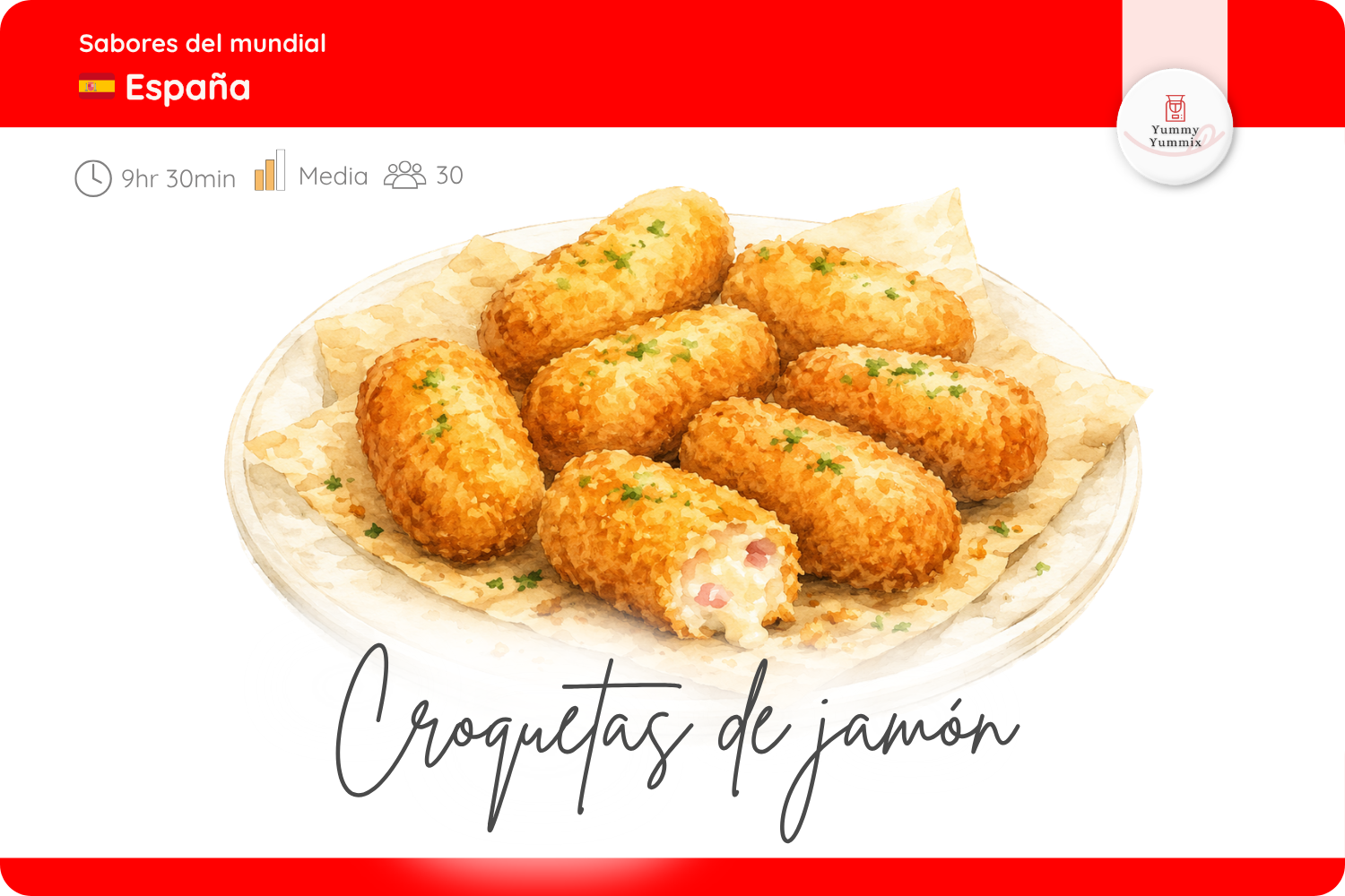 Croquetas de jamón con Thermomix® - Duración 9hrs 30 mins, dificultad media, 30 porciones
