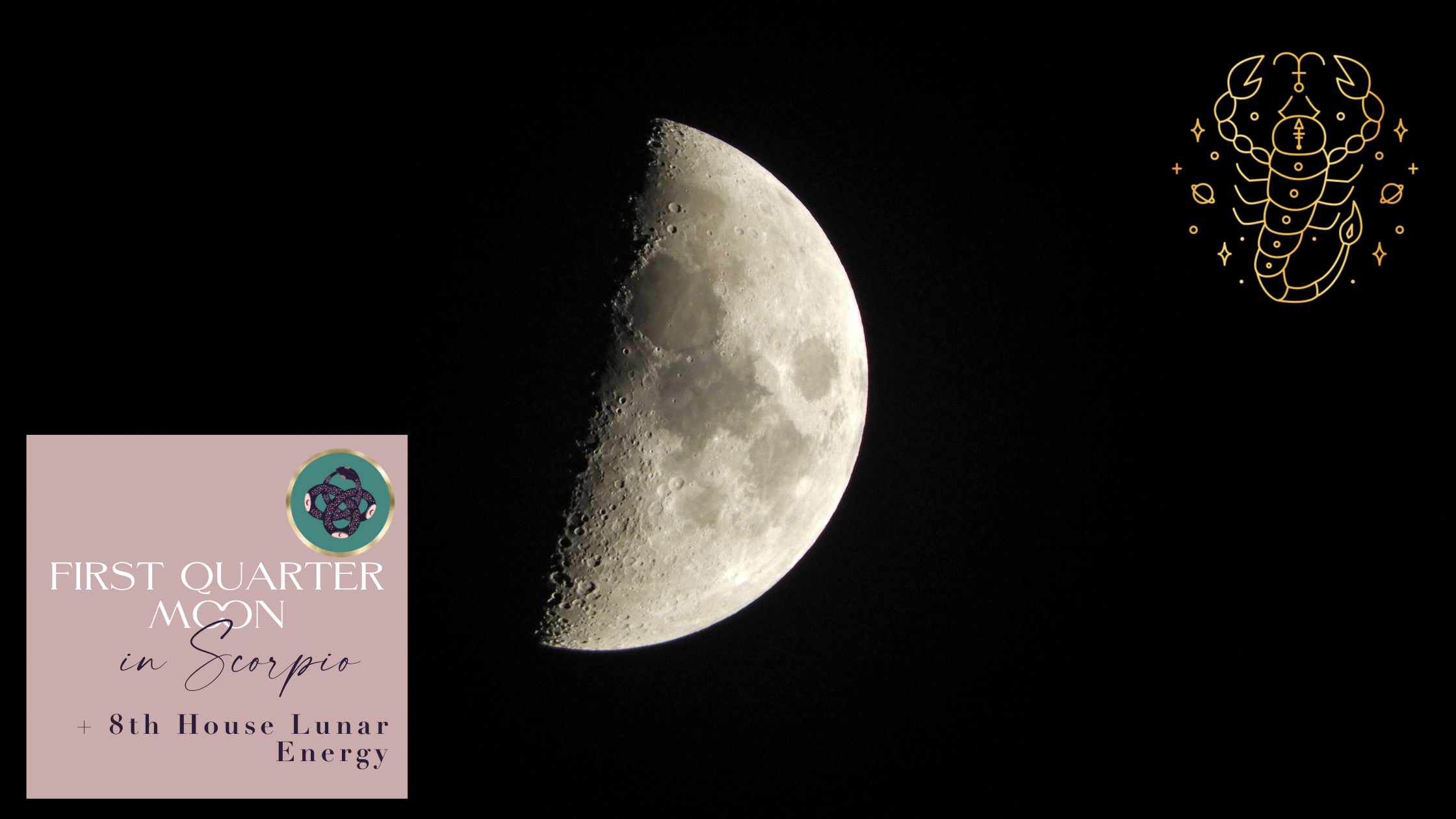 FIRST QUARTER MOON IN SCORPIO🌓​♏️​​​​​ 2023 + 8th HOUSE LUNAR ENERGY