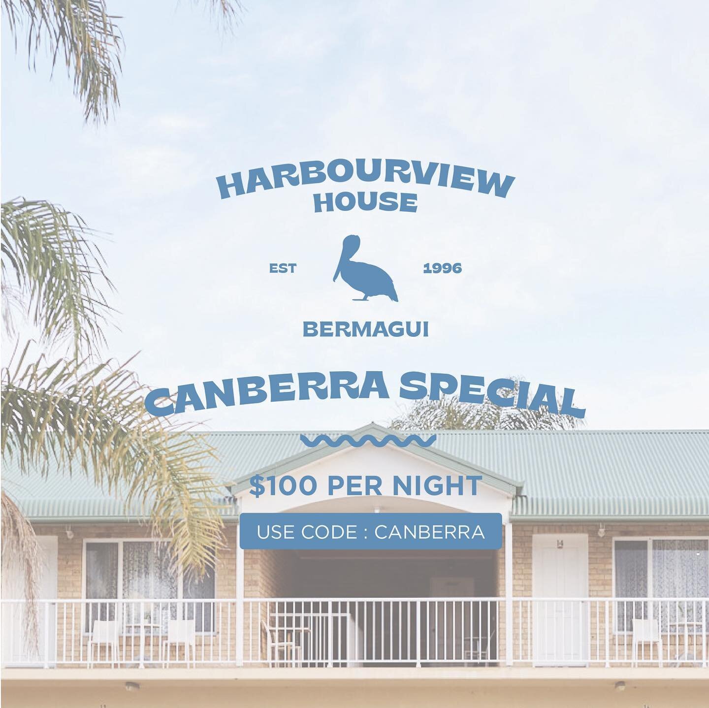 Mid week or weekend getaway needed? $100 per night For the whole month of August you can use the discount code &lsquo;Canberra&rsquo; through the booking link on our website!

Any questions? Just DM us!