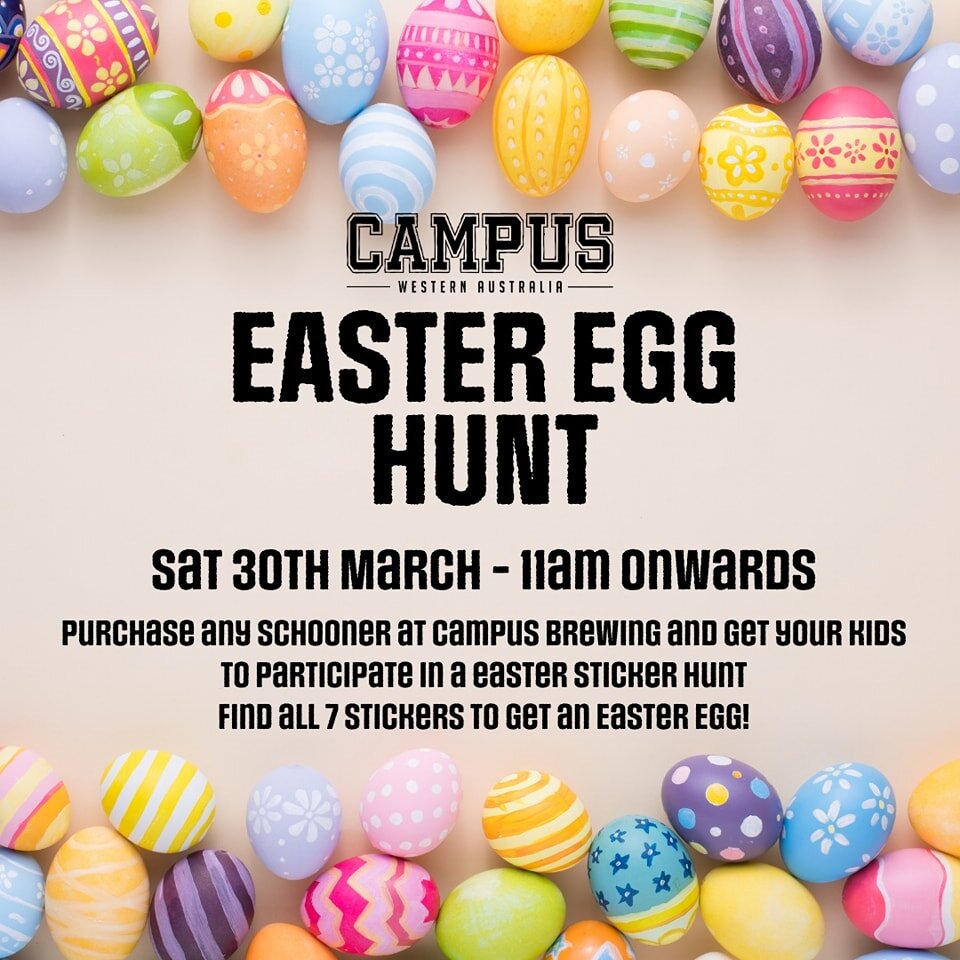 Don't forget to pop in today to stock up the fridge and fill up your kegs. 

Our Brewery Mum, Nikki, has set up an Easter egg hunt if you need something to keep the kids busy.