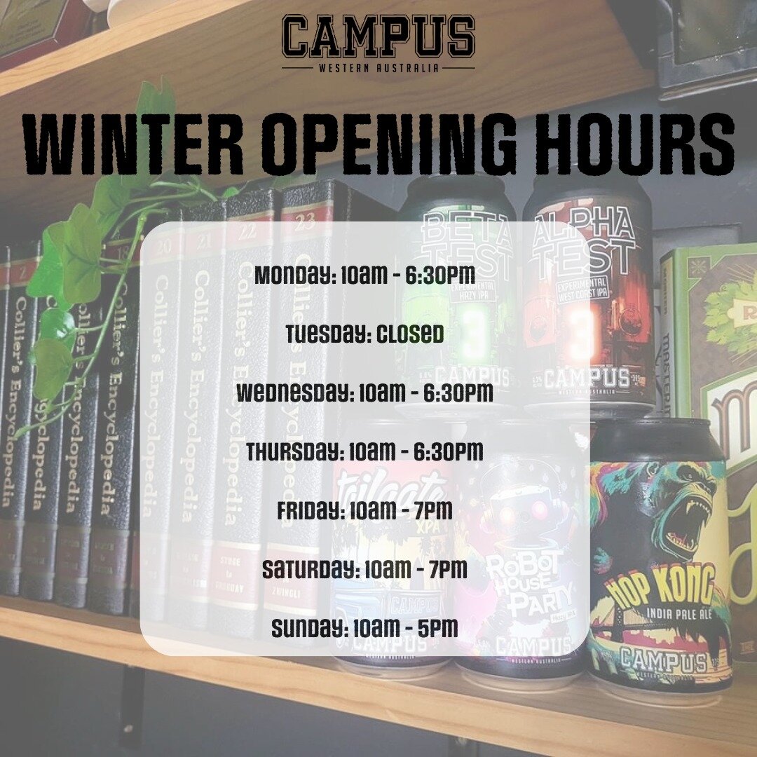 New Winter Opening Hours! Effective as of 3rd April 2024!