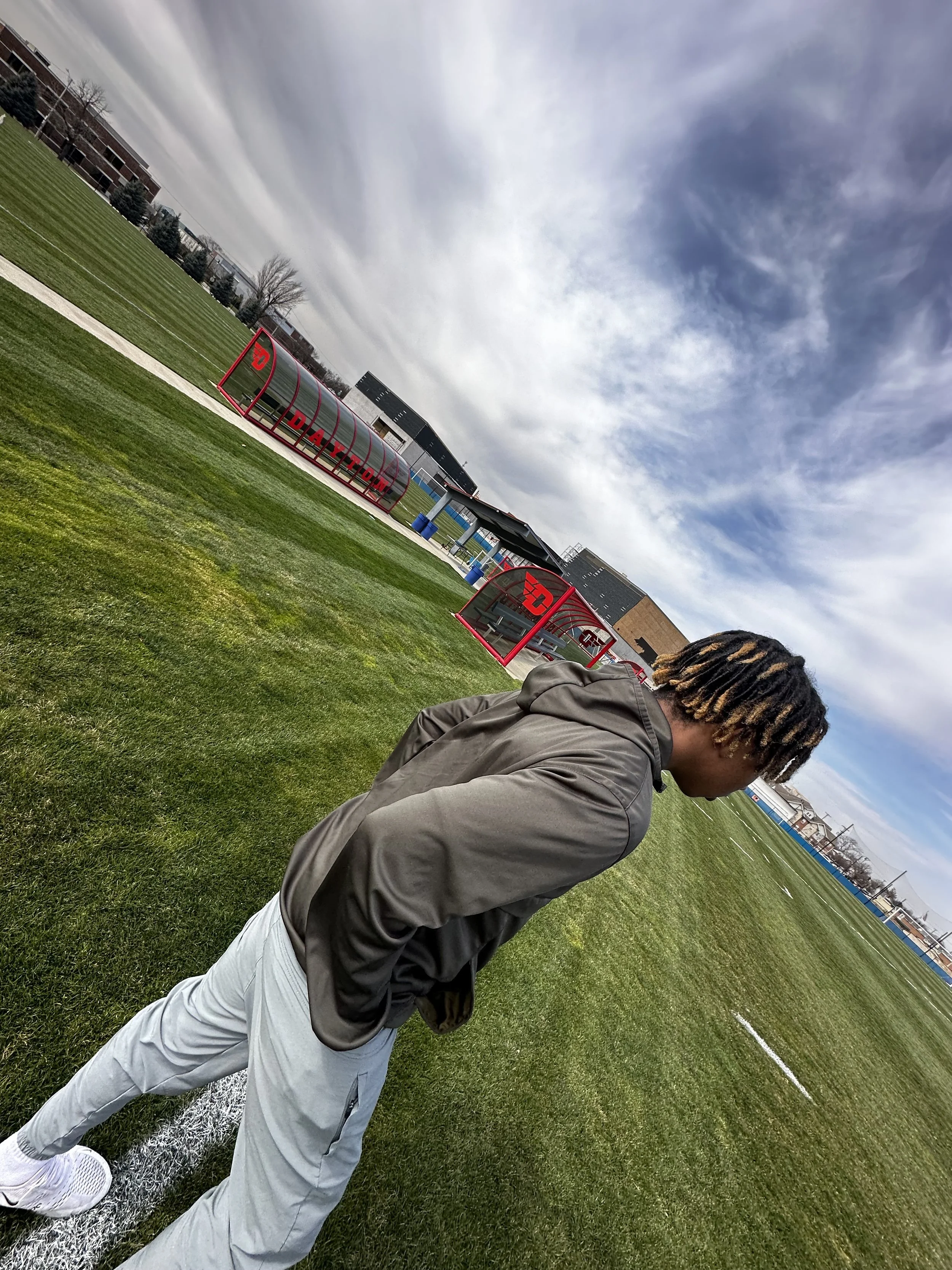 E on a visit to Dayton University