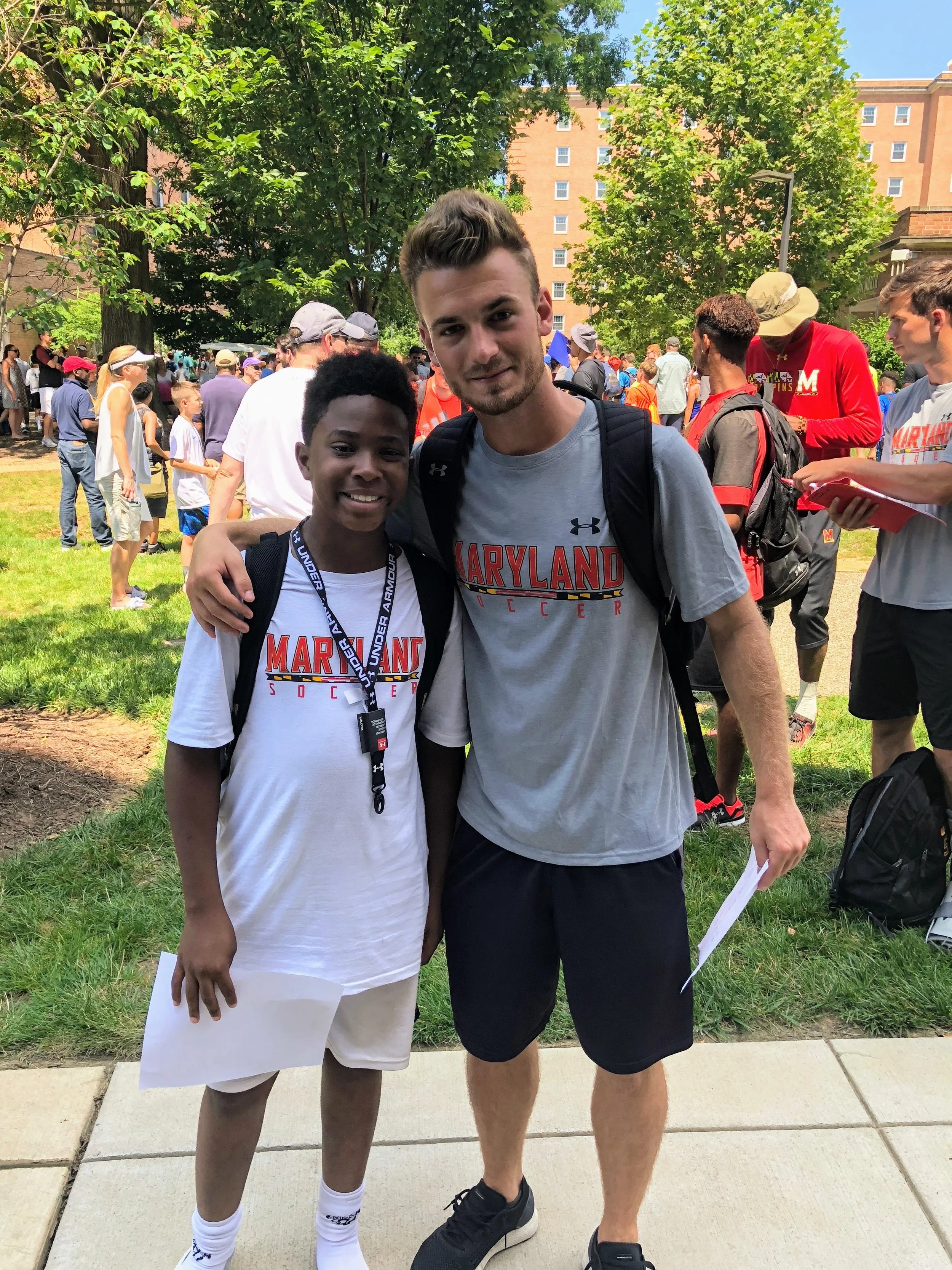 Ellington with Amar Sejdić at UMD Soccer camp in 2017