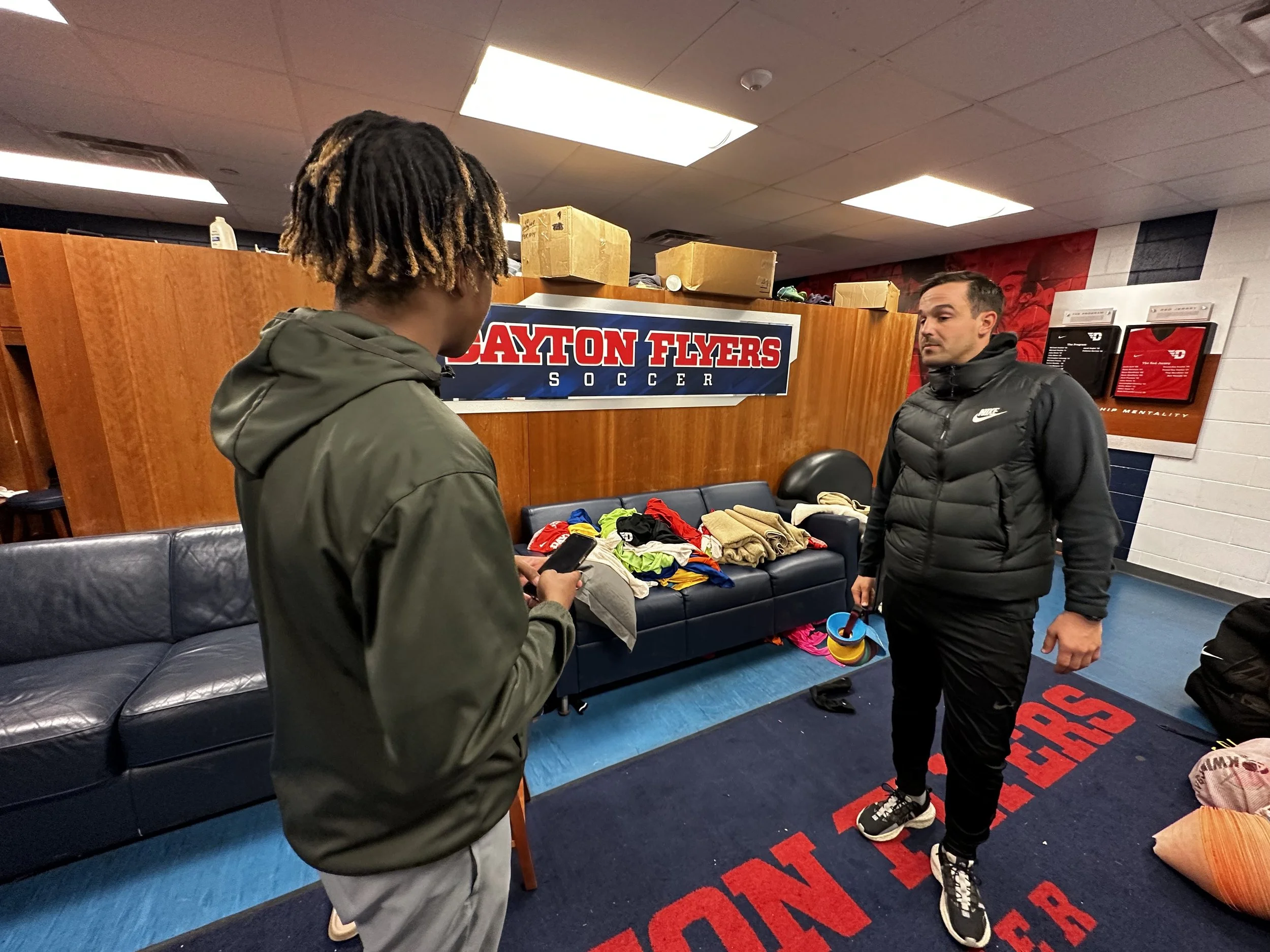 E on a visit to Dayton University