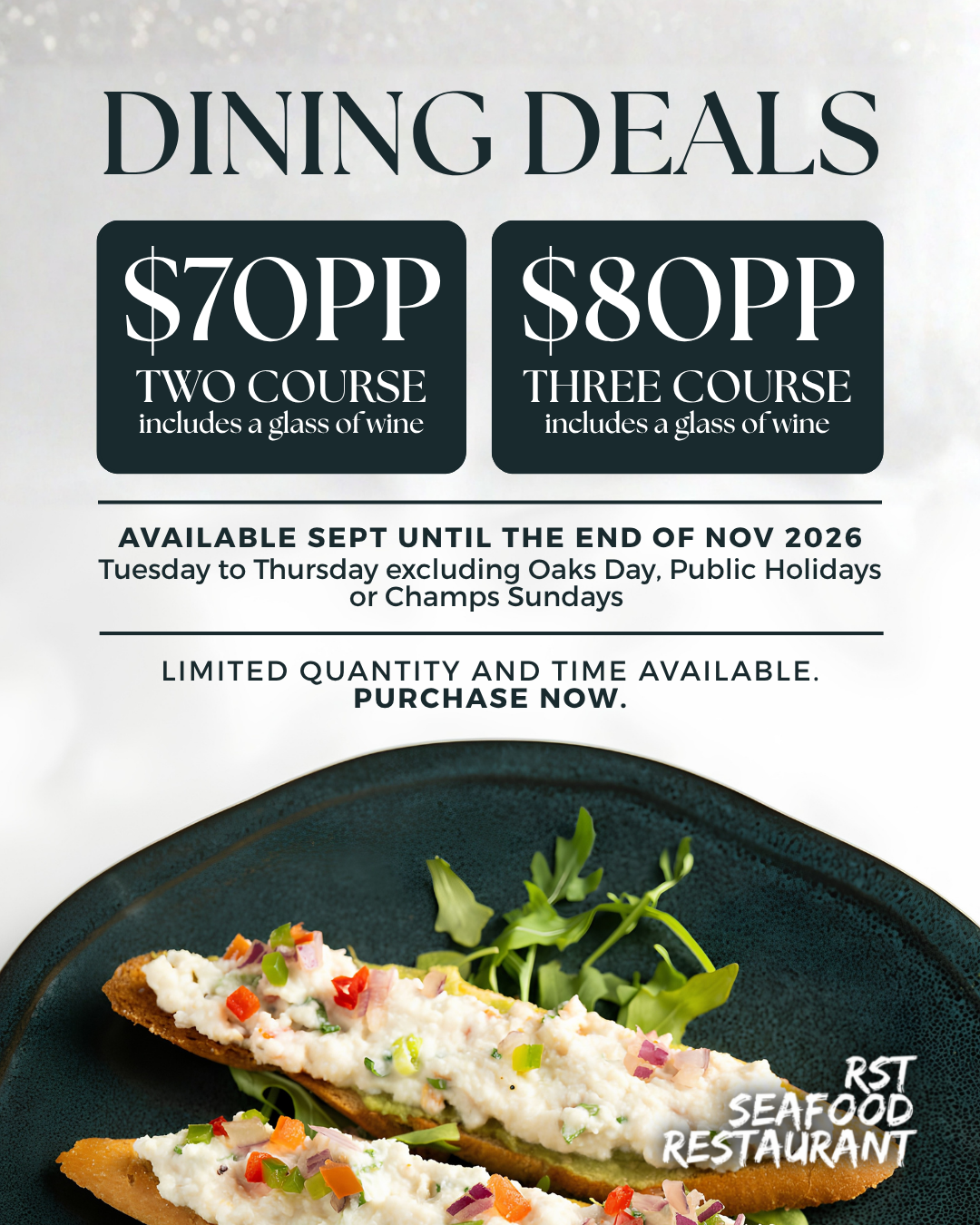 DINING DEALS ARE BACK AT RST SEAFOOD