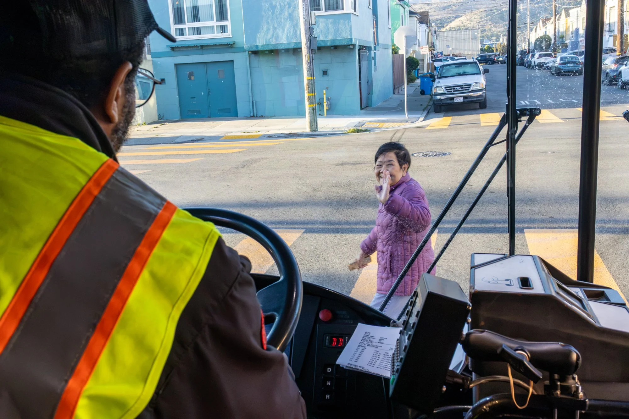 Passenger waves to Bryan. 
From 'Doors Are Opening' project, in progress. October 2026.