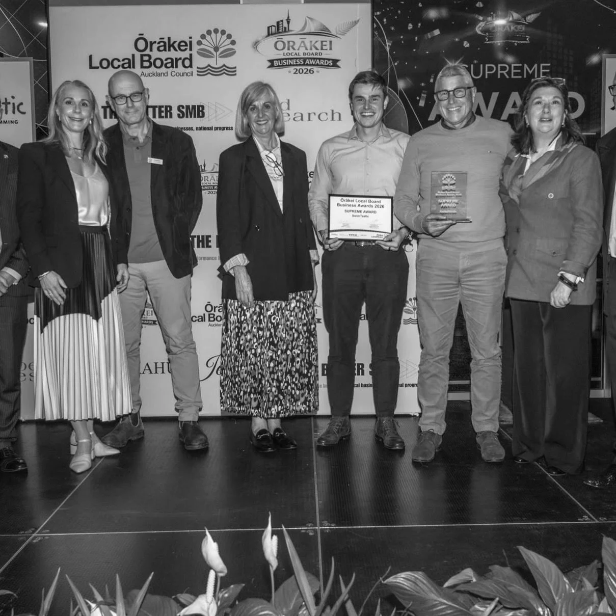 On Tuesday night, Nick and Mark Bone attended the Ōrākei Local Board Business Awards on behalf of SwimTastic.

We are incredibly proud to share that SwimTastic was named winner of the Recreation &amp; Leisure Award, among 59 finalists across nine cat