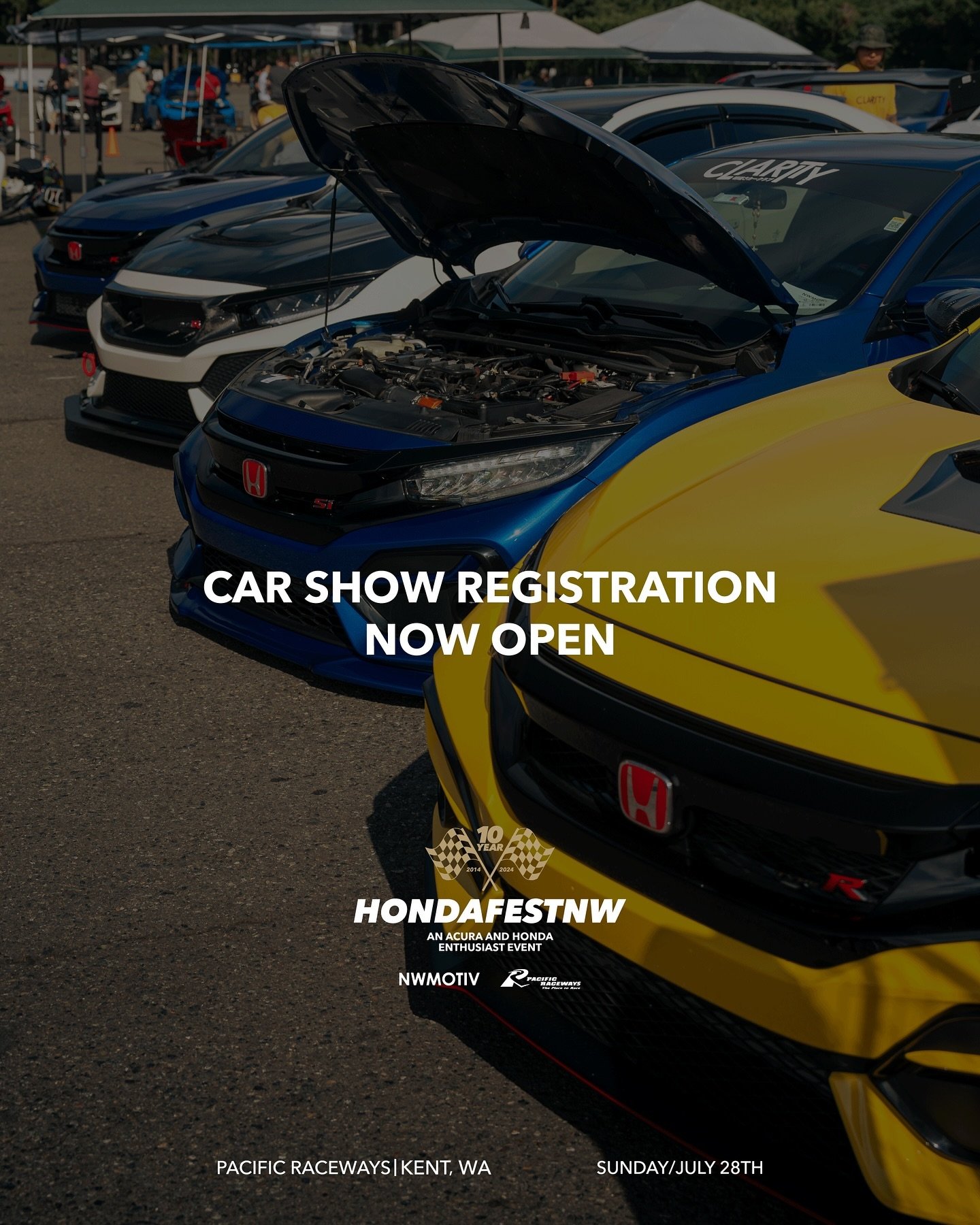 Car show registration for @hondafestnw is now open! Secure your spot to be a part of our 10 year celebration! Spread the word to your friends. Let&rsquo;s make this HondafestNW the biggest it has ever been! 

Tap the link in our bio to register!