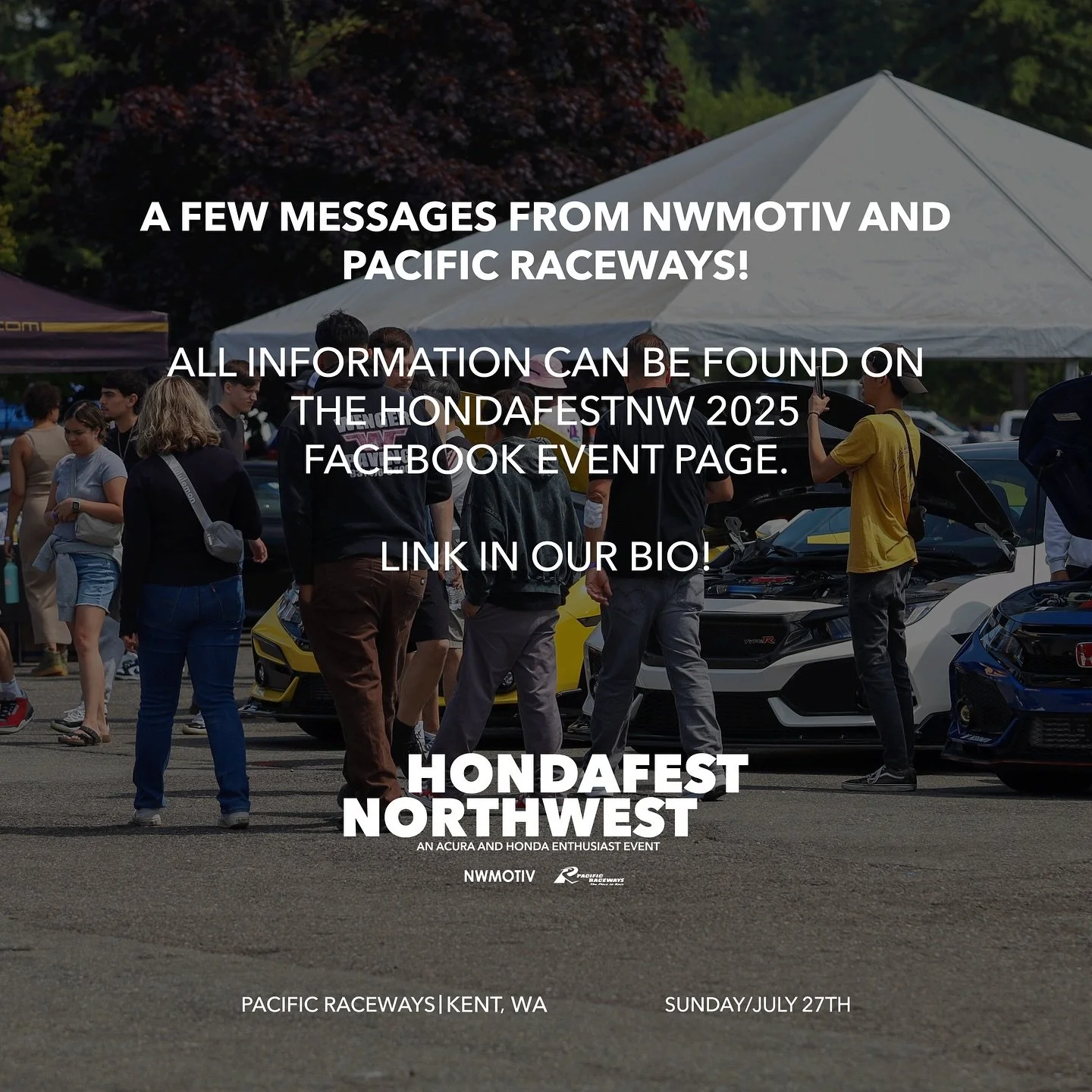 Some important information for everyone attending @hondafestnw tomorrow! 

Tell your friends!