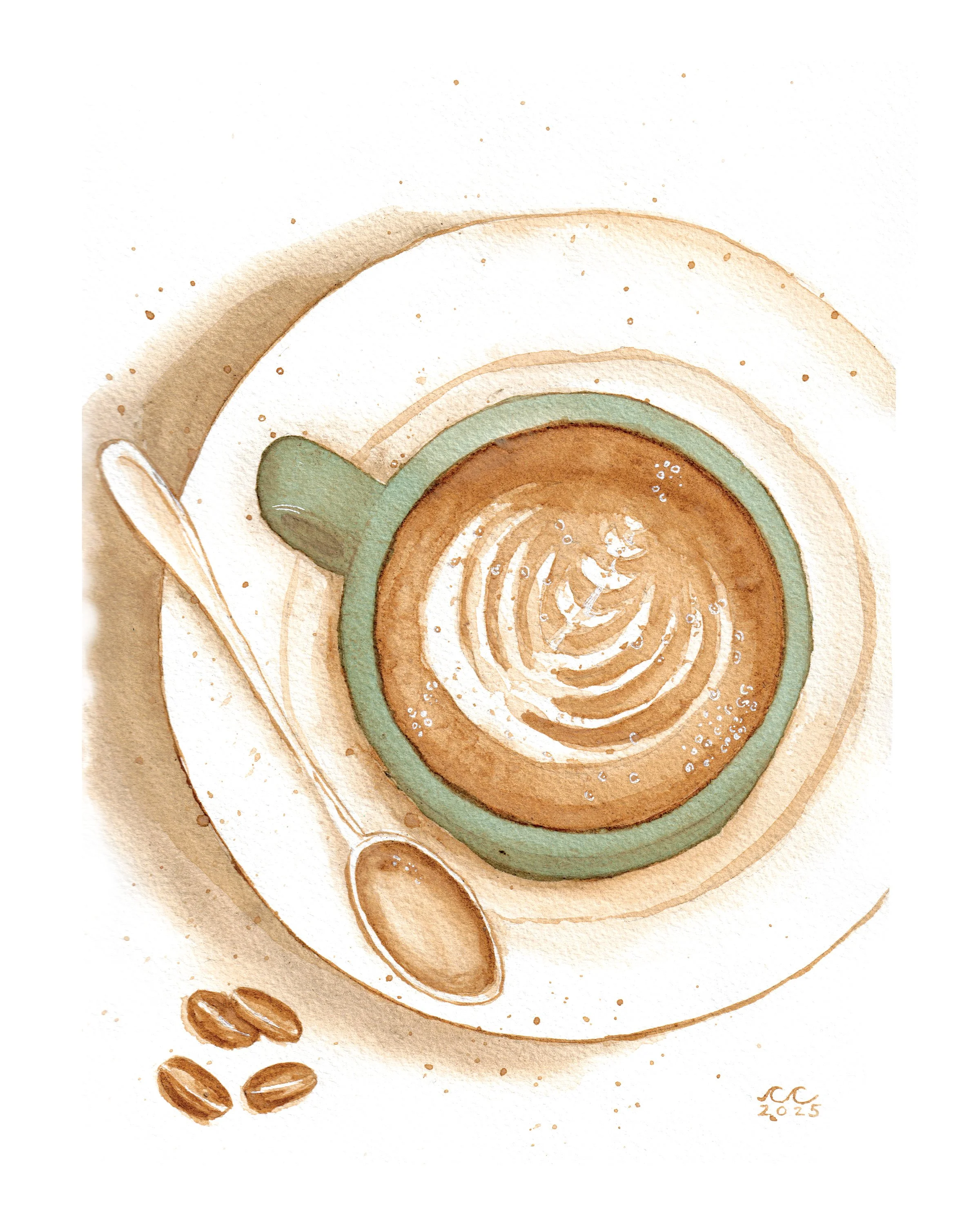 "A Cuppa"
Natural Coffee watercolor
2025