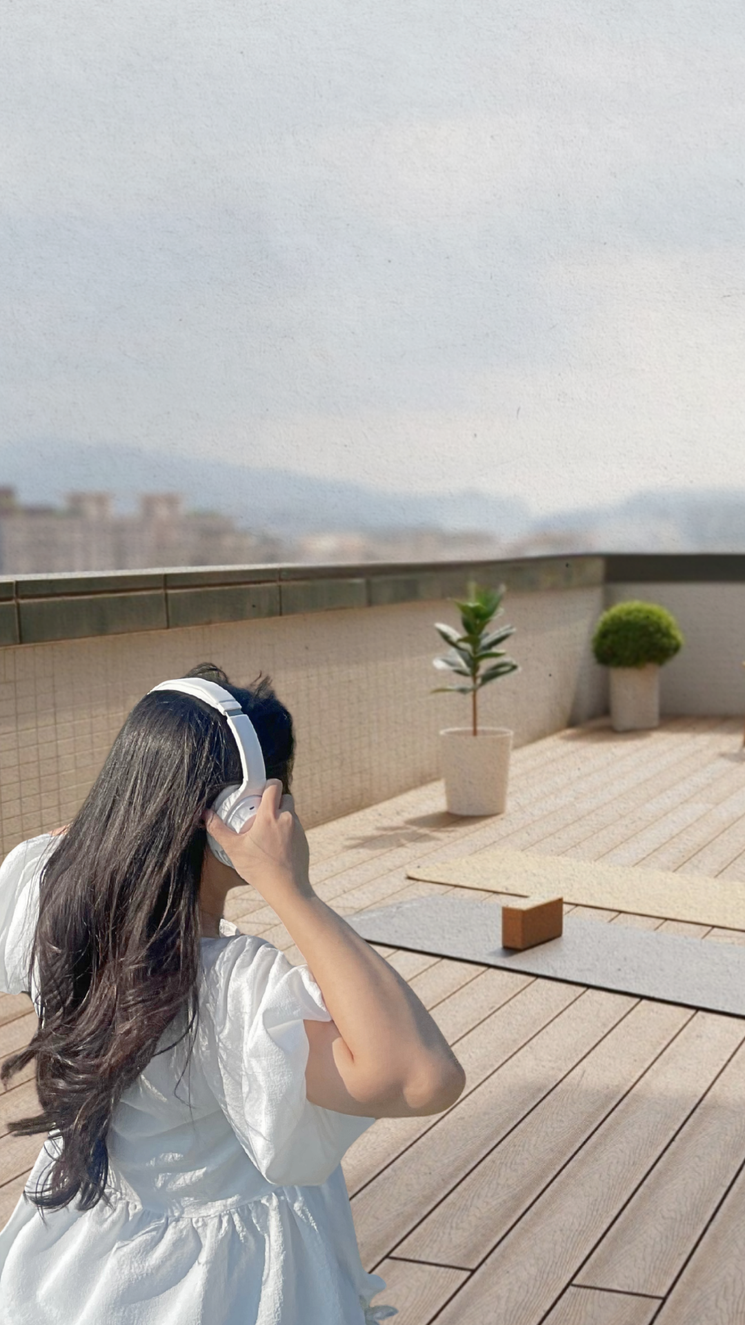 Rooftop Sound Journey with Headphones