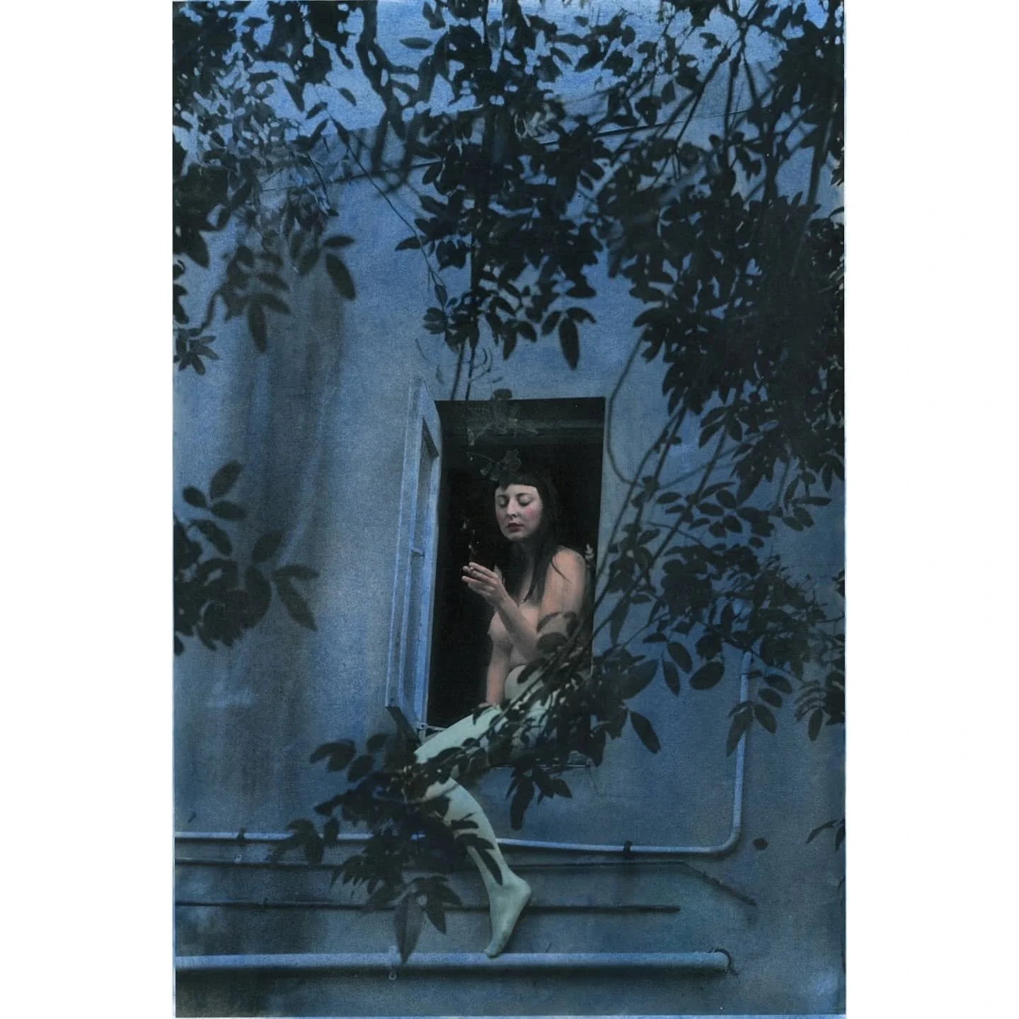 Bettie Bow in the window with a Cigarette - Hand Painted photograph 🕊