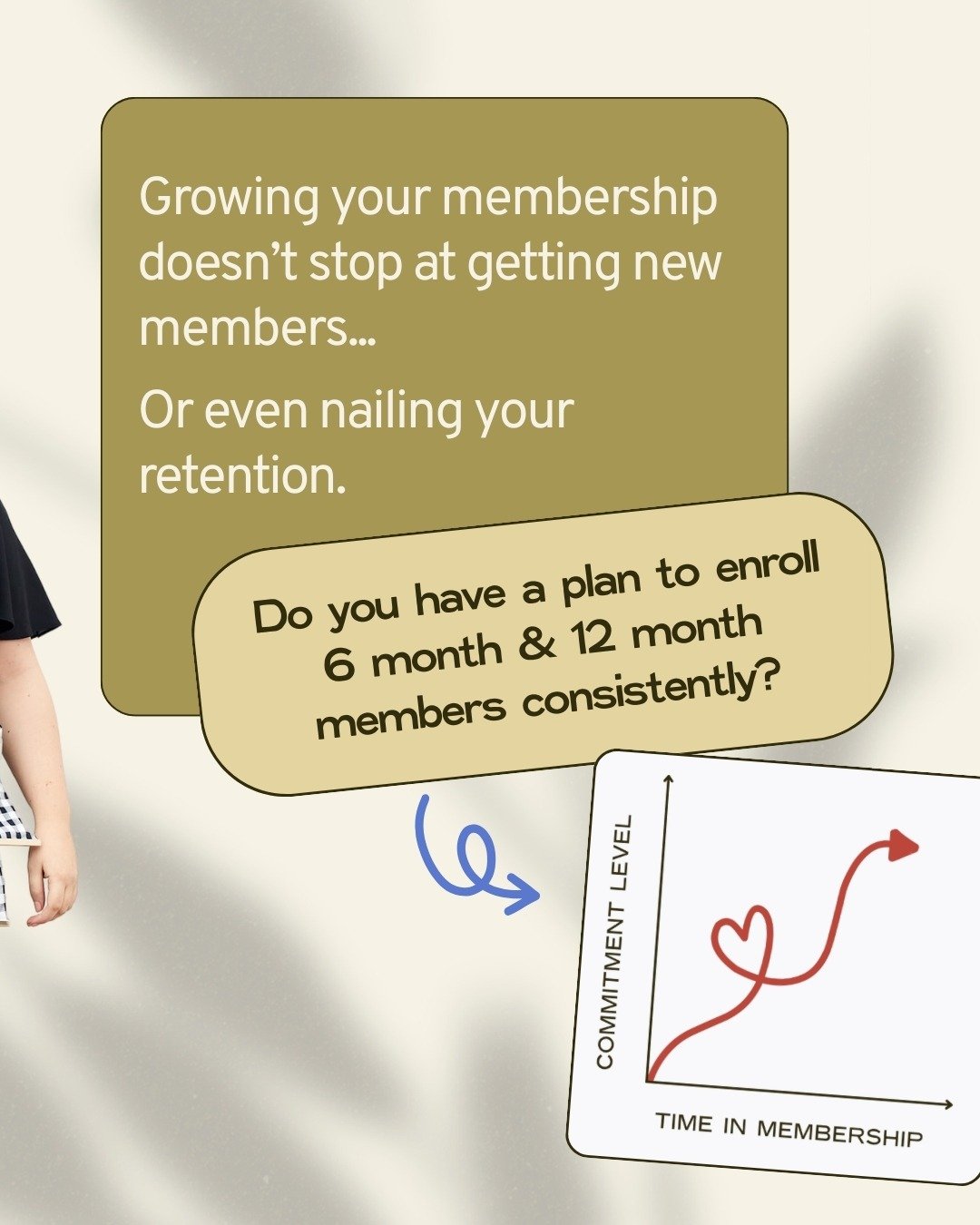 Your 6 or 12-month membership tier won't sell itself IF ⬇️⬇️⬇️

You can't explain the WHY behind it. 

Look - long-term memberships are GREAT for business. Love that for us. 

But have you thought about what would make your 6 or 12 month membership a