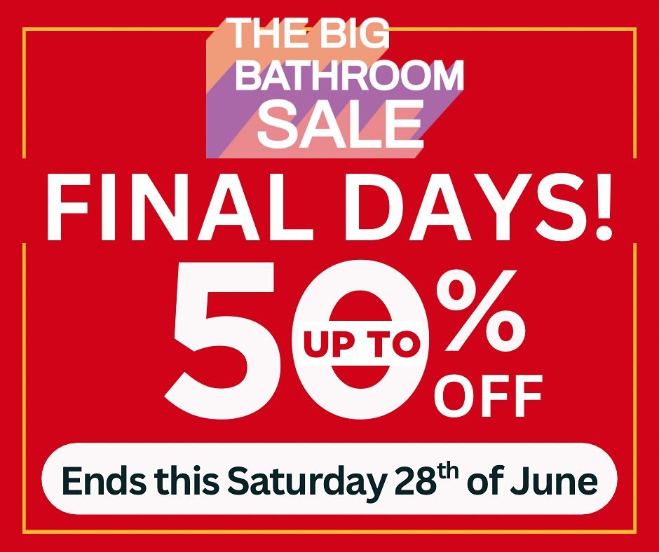 🛁 LAST CHANCE! Our Big Bathroom Sale ends this Saturday!
⏳ It&rsquo;s the final few days to grab up to 50% OFF selected bathroom brands.
Sale ends Saturday, 28th June
📍 Visit Island Bathrooms before it&rsquo;s gone! #islandbathrooms #bathroom #home