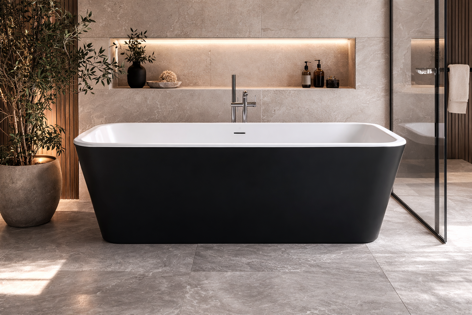 Ex-Display Atelier by Ideal Standard Tonic II Freestanding Double Ended Bath - Black 1800 x 800mm.png