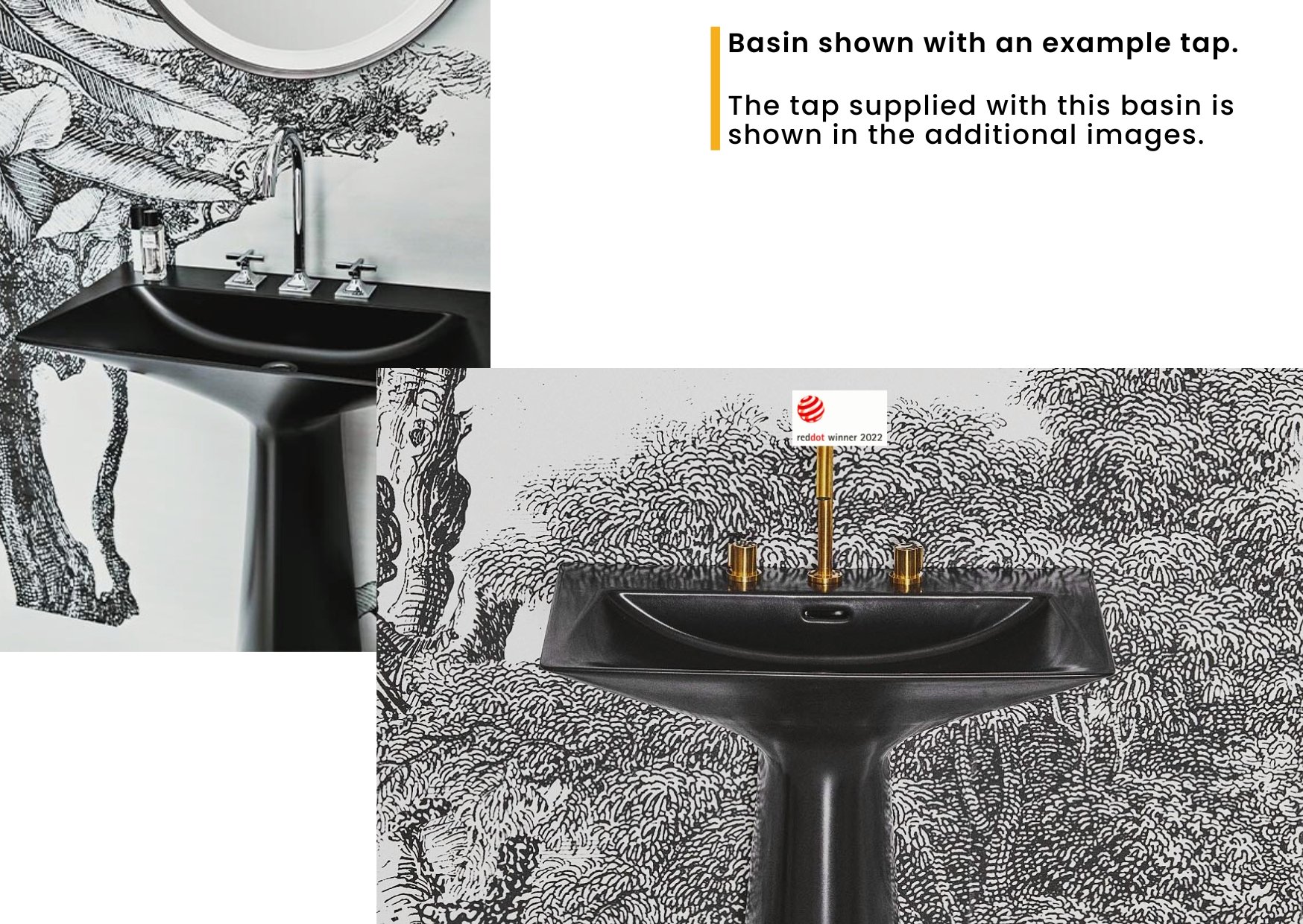 Basin shown with an example tap. The tap supplied with this basin is shown in the additional images..jpg