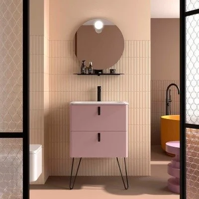 modern pink bathroom vanity unit available at Island Bathrooms Bournemouth