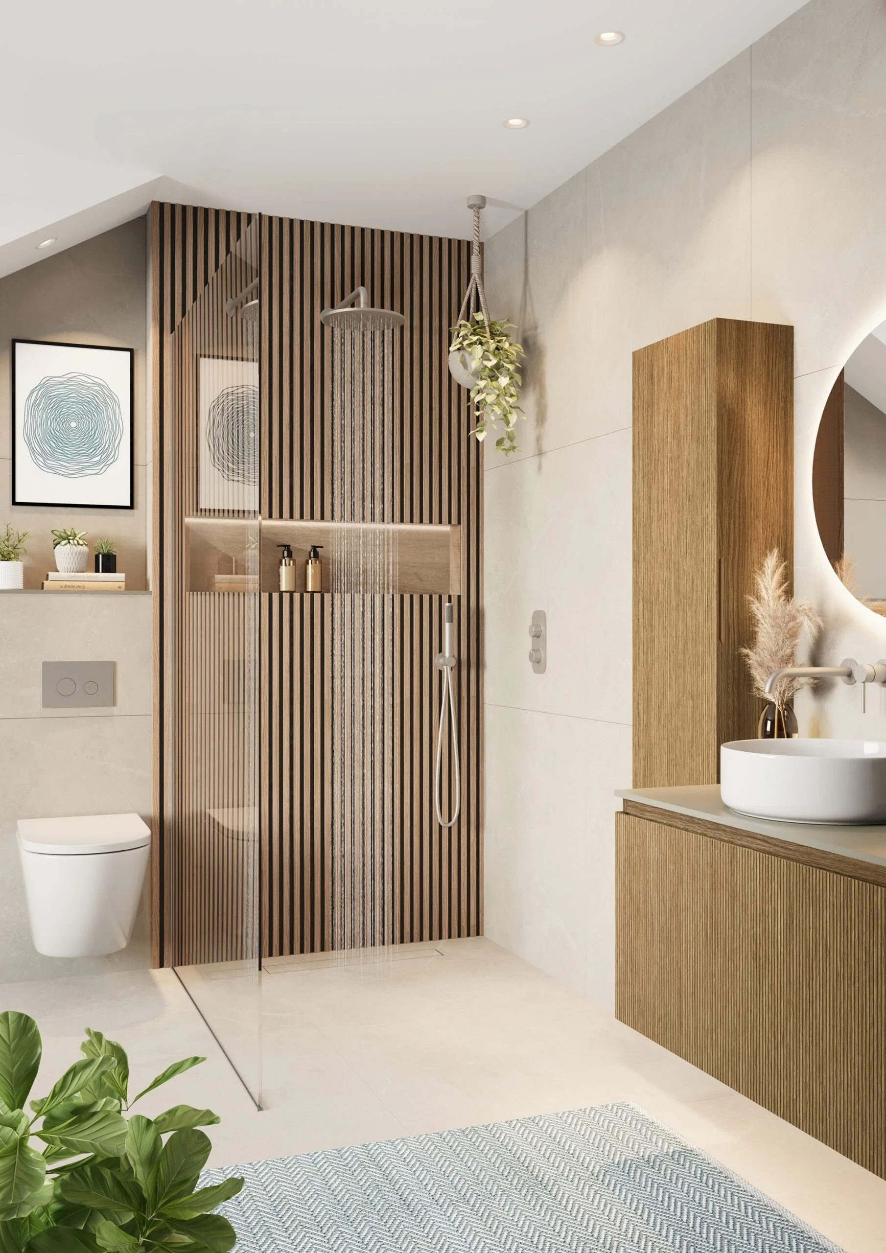 Contemporary vanity unit with statement mirror and stylish brassware. Available to view at Island Bathrooms Bournemouth