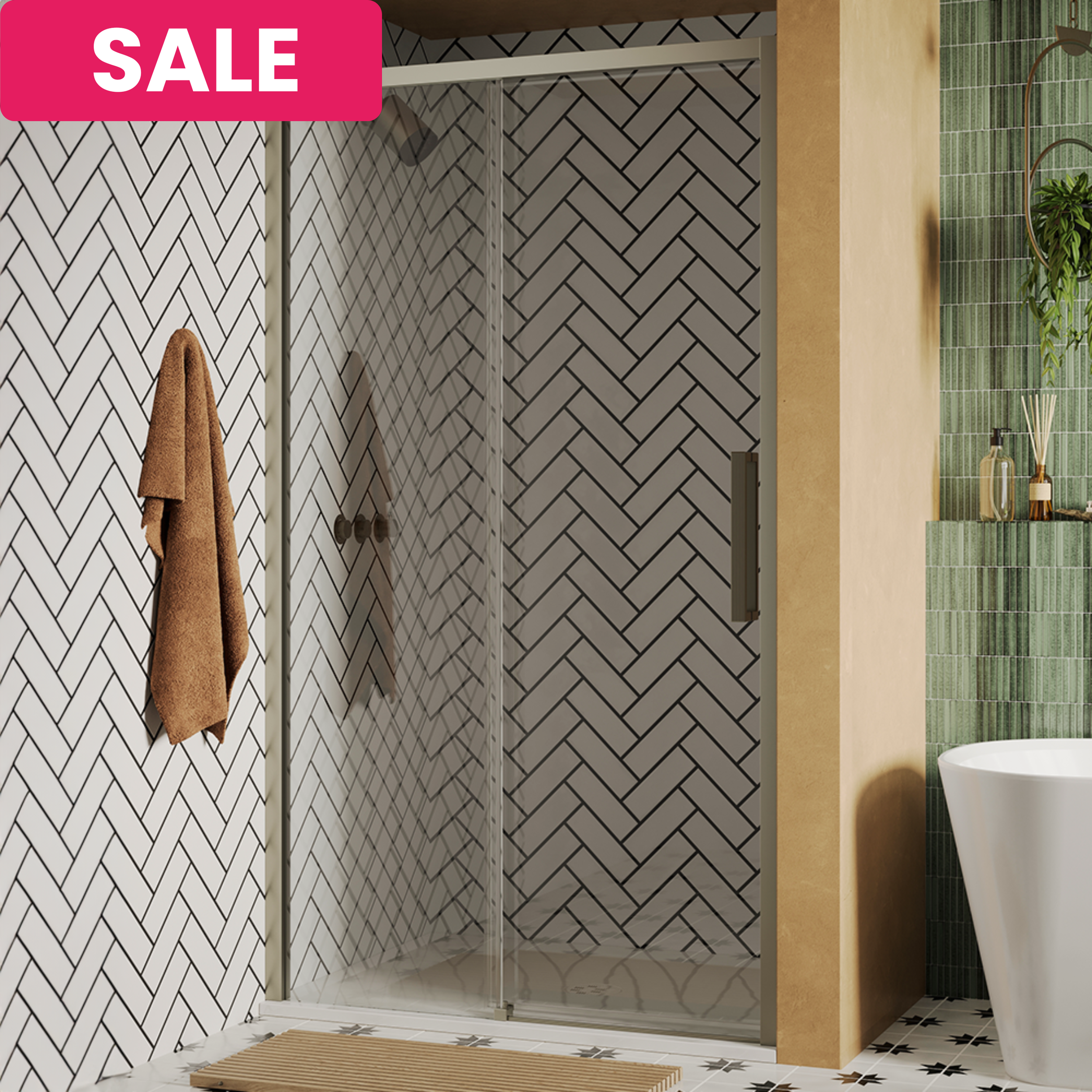 Crosswater Brushed Stainless Steel Single Sliding Door