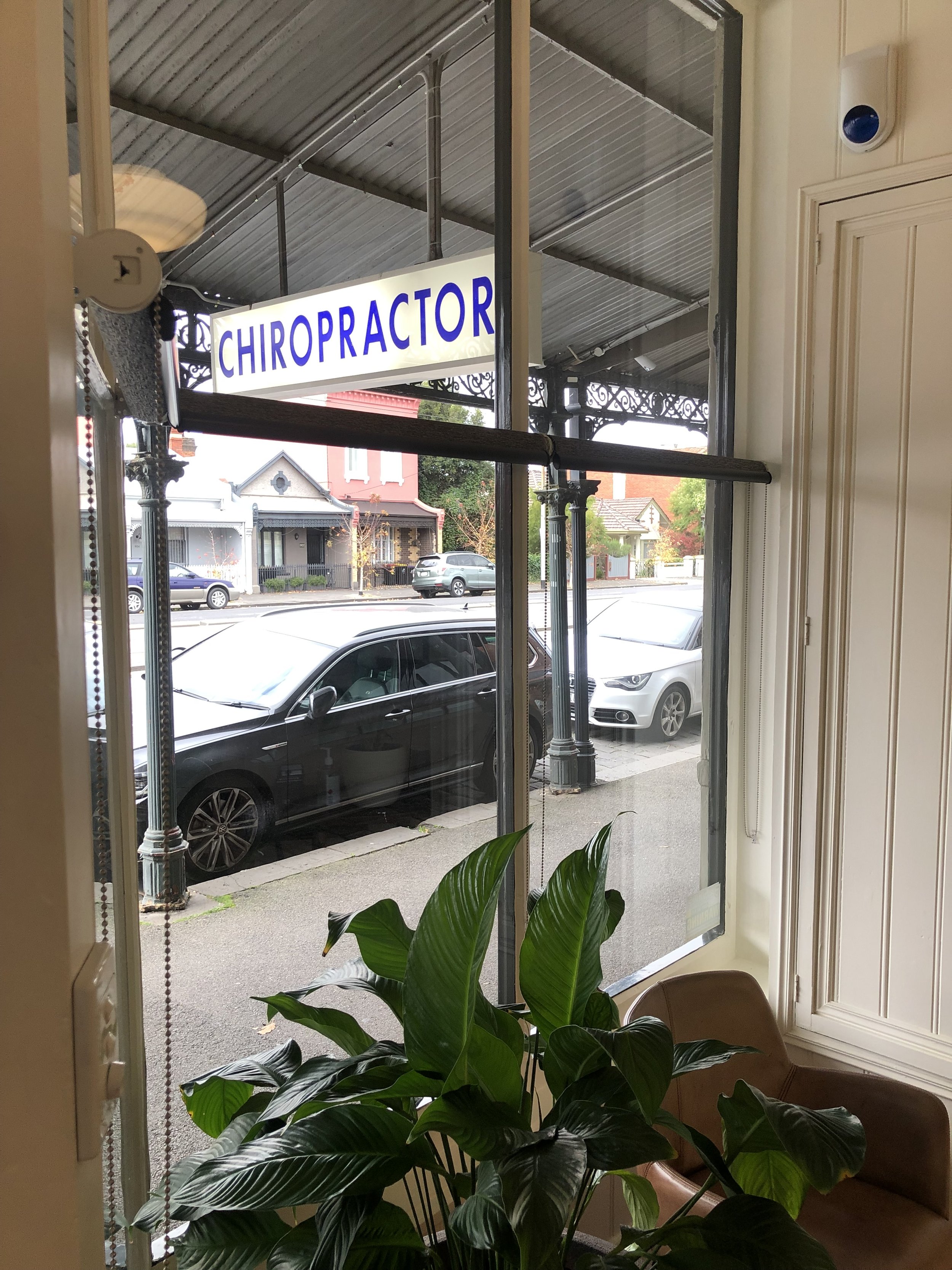 A photo from our Melbourne Chiropractic practice showing a sign that reads 'Chiropractor Melbourne'