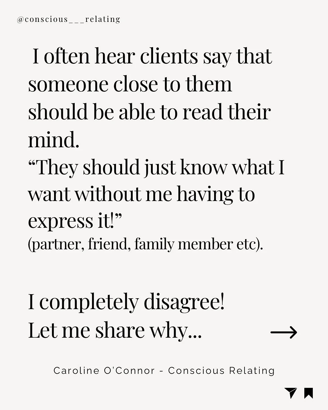 When we&rsquo;re really connected with someone, sometimes it feels like they can read our minds. And that can be a lovely thing.

But we can&rsquo;t rely on that, hope for it, or linger on the fantasy.

It takes courage and self-awareness (&amp; heal