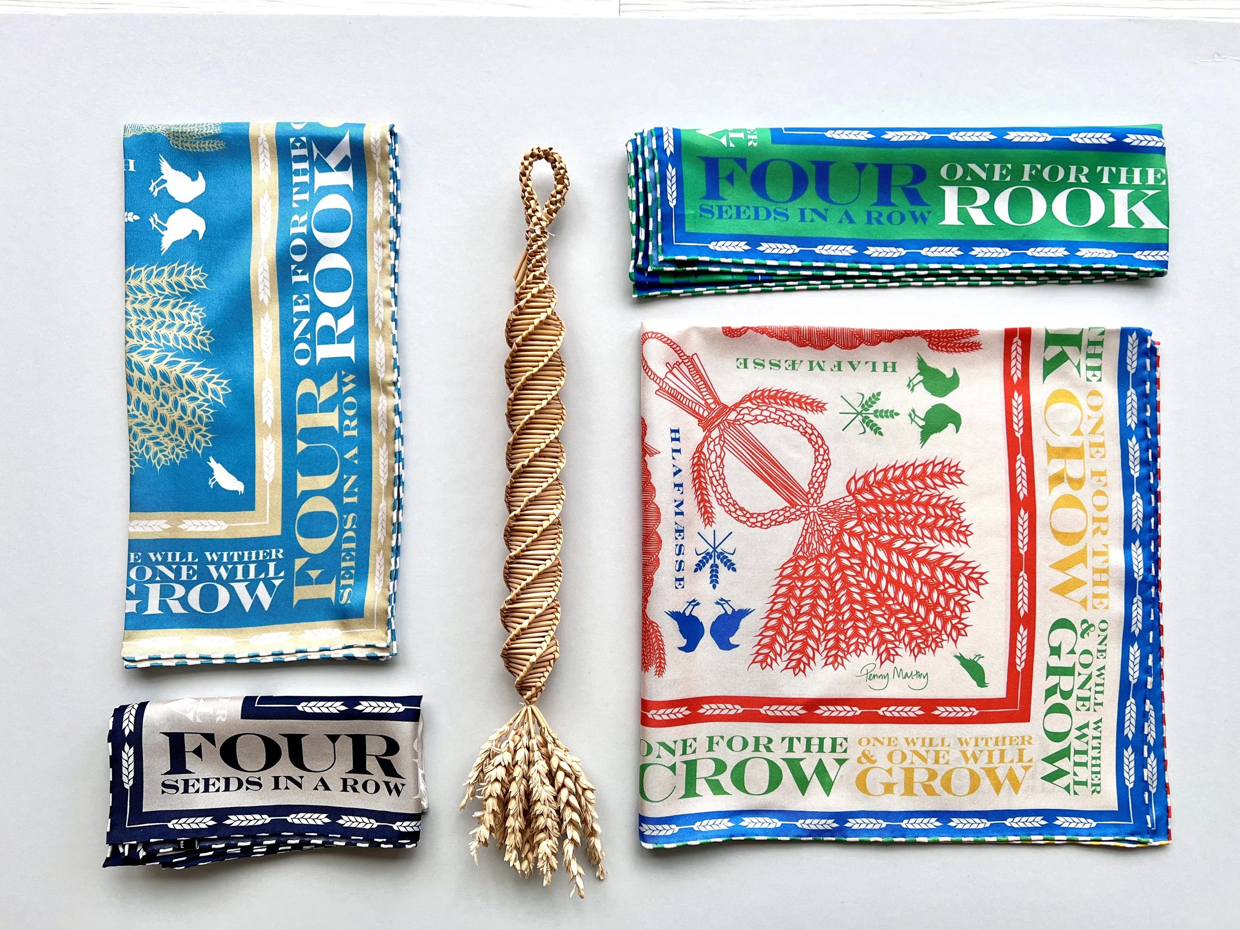 Luxury organic silk scarves. Designed by Penny Maltby and printed in the UK with hand rolled hems