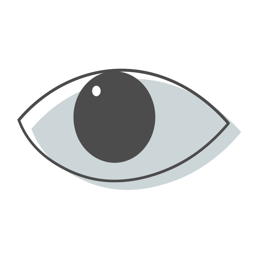 Simple drawing of an eye with a black pupil and a light gray outline.